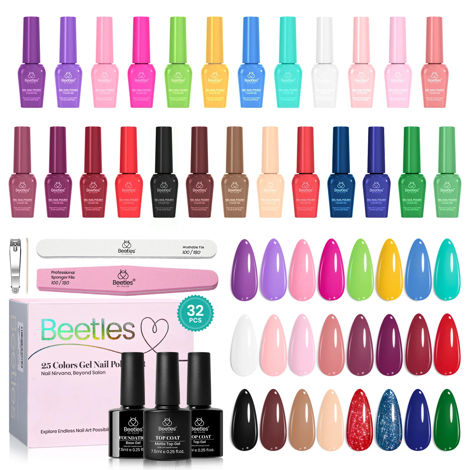 Beetles Color Spring Nails  Diary Gel Set-25 Colors Prime Notes