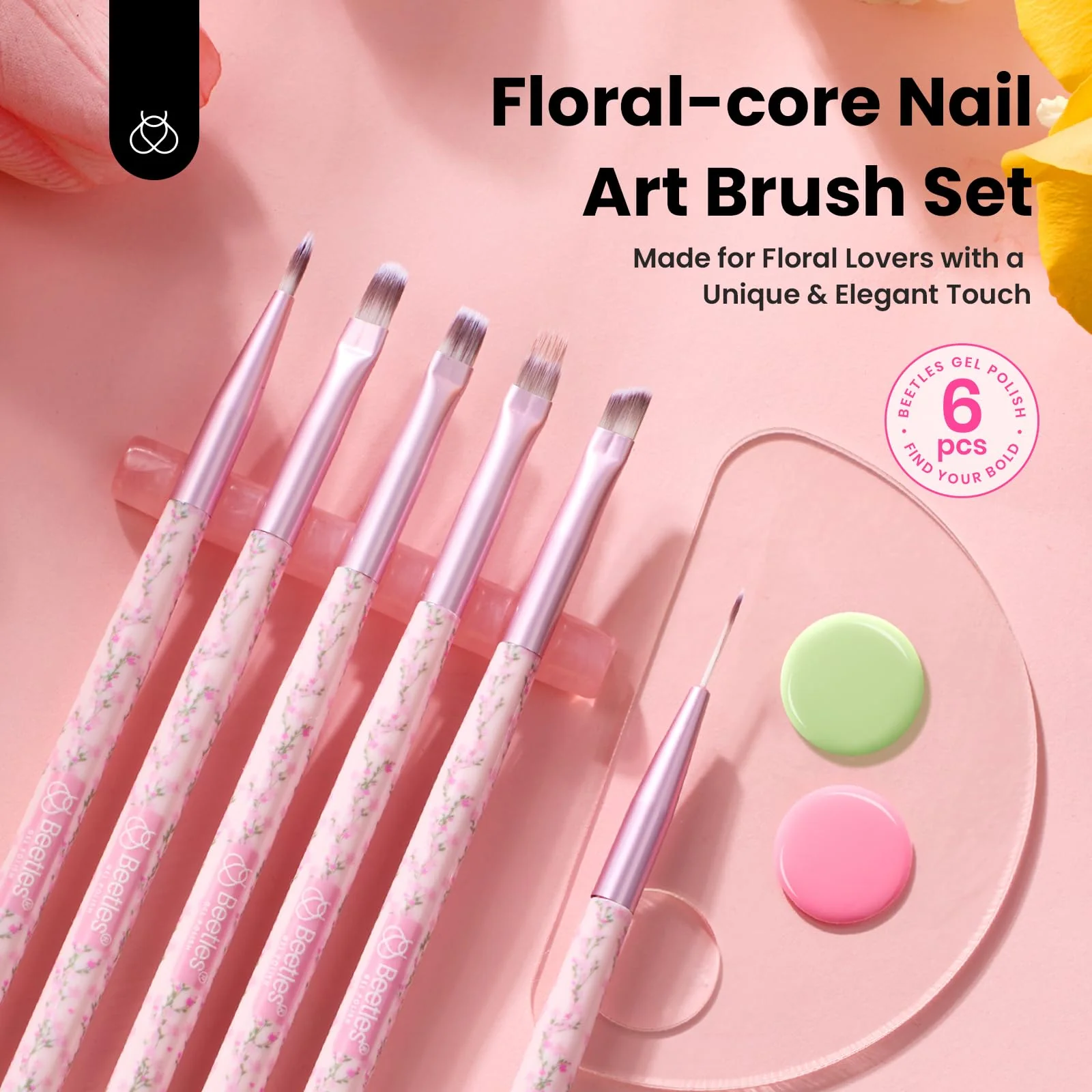 6 Pcs Nail Art Brushes Set: Precision Gel Application - Image 2