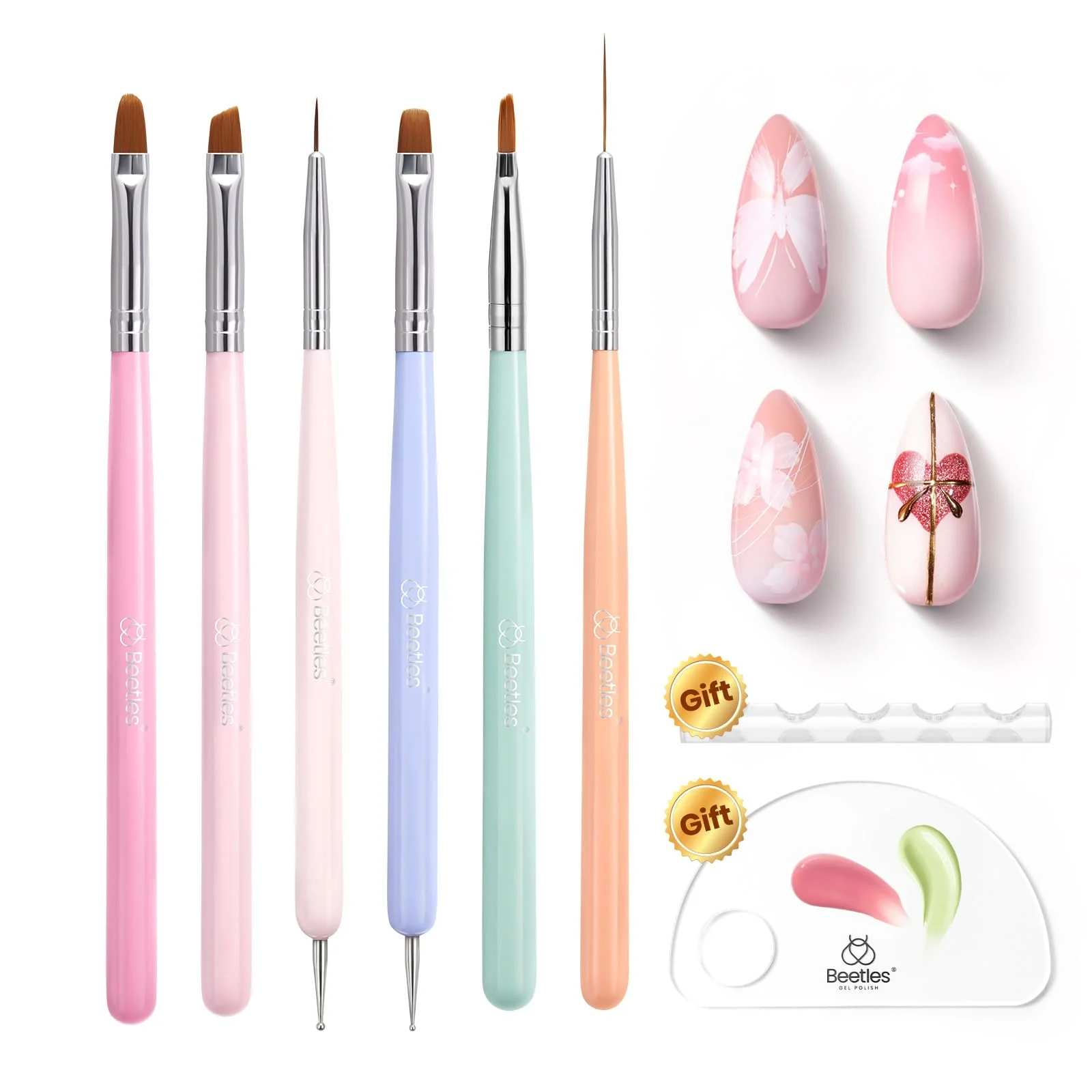 6Pcs Nail Art Brushes: Precision Gel Application