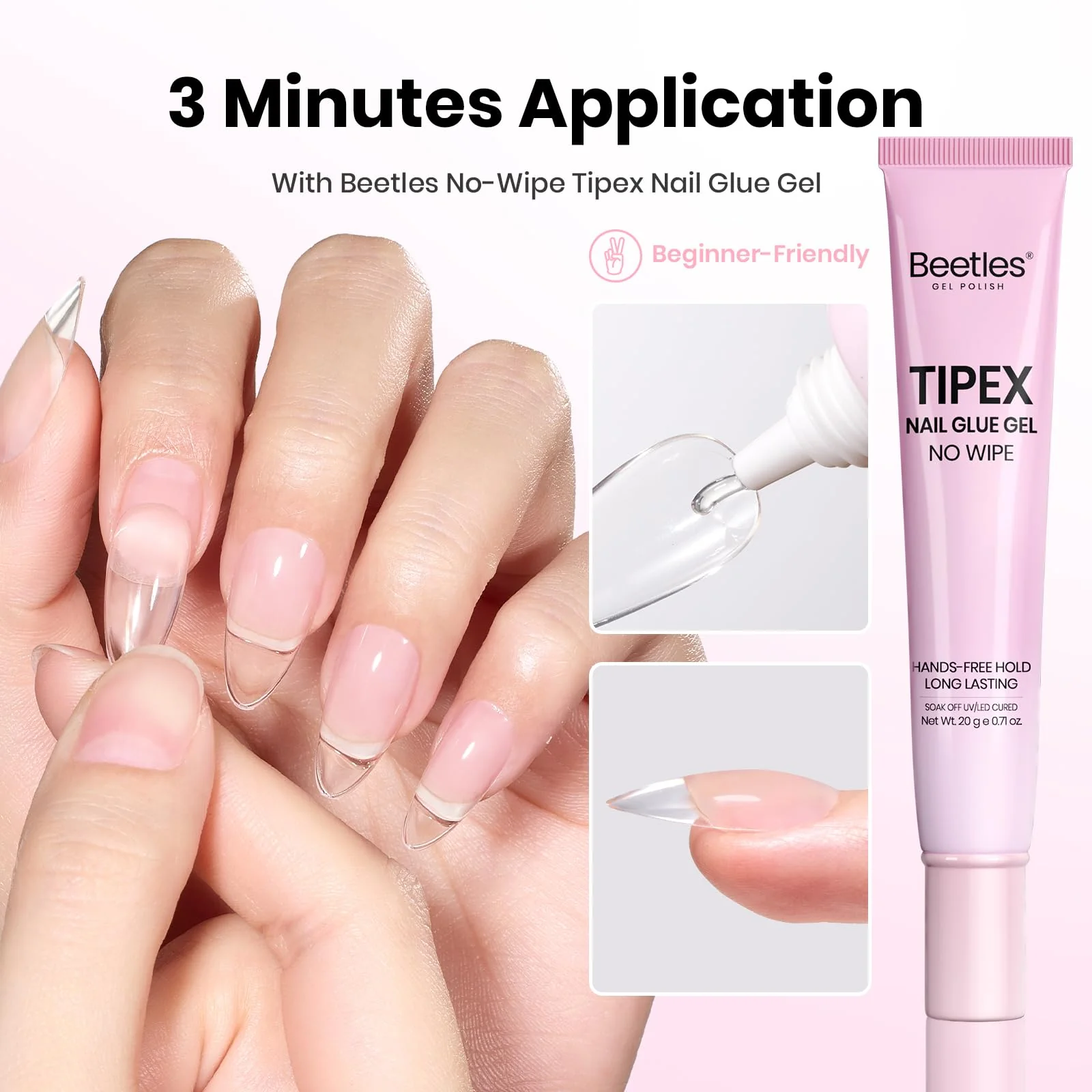 Beetles 20g Tipex Nail Glue Gel, No Wipe & No-Need-to-Hold, Designed for Tipex Instant Apex Nail Tips - Image 6