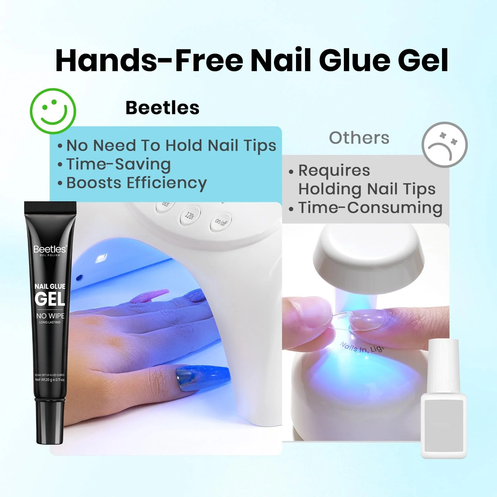 Beetles 2Pcs 20g Nail Glue Gel, No Wipe, Hands-Free Tipex Solid Nail Glue Gel - Image 3