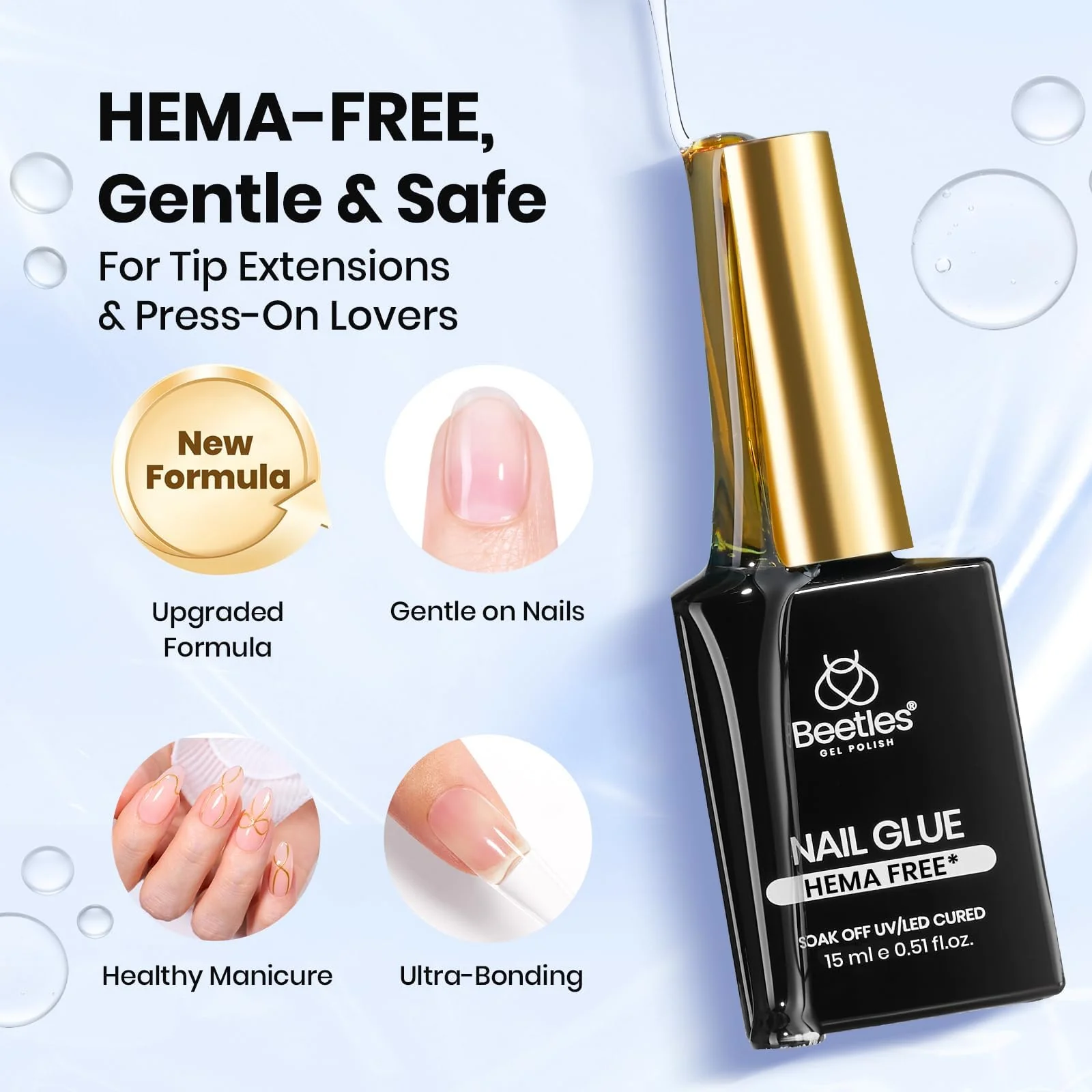 Beetles 3Pcs 15ml Hema-Free Nail Prep & Glue Set - Image 3