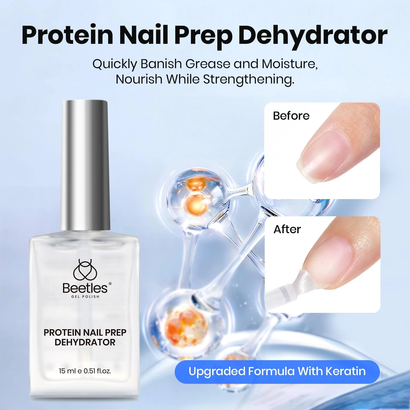 Beetles 4 Pcs 15ml Gel Base and Top Coat Set with Protein Nail - Image 3