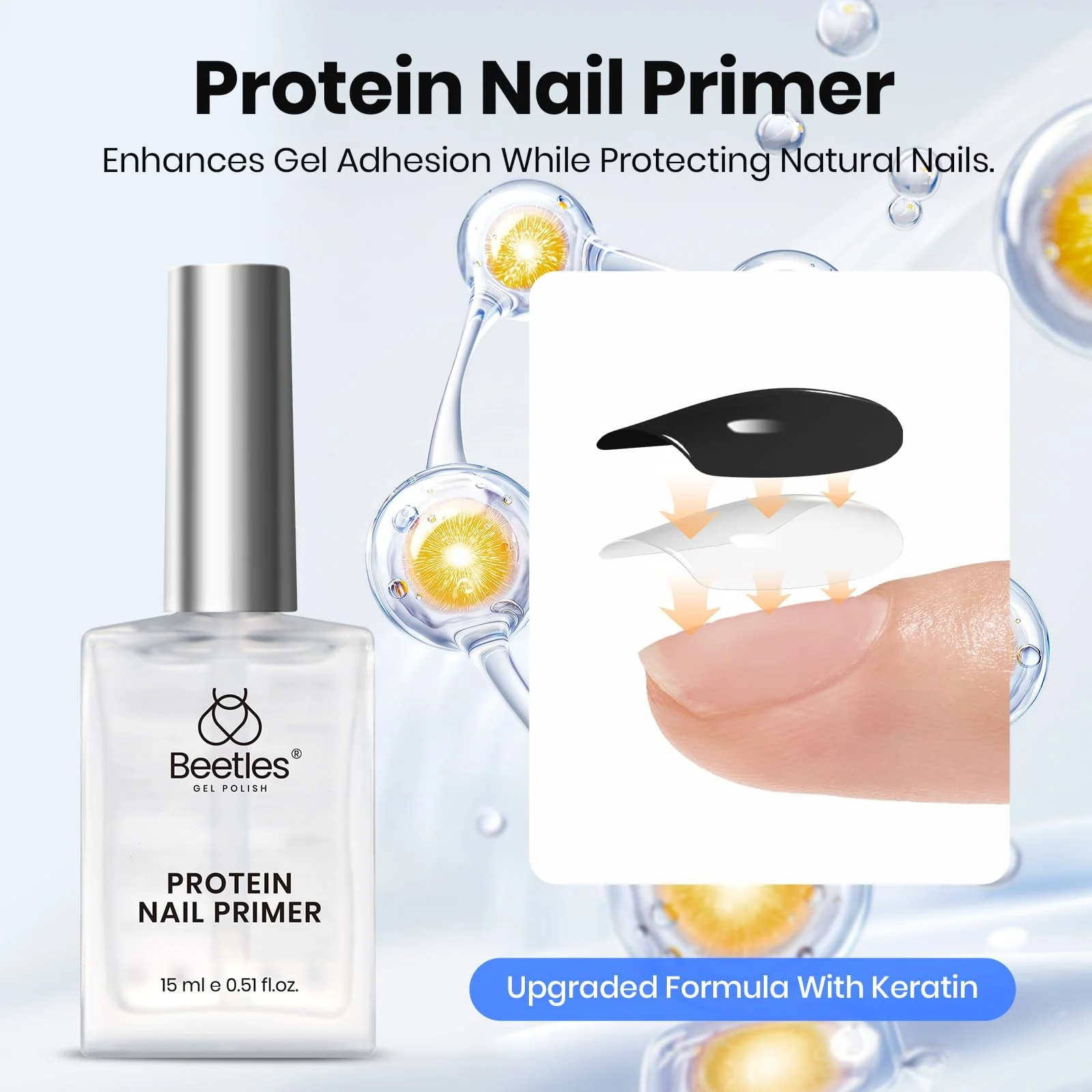 Beetles 4 Pcs 15ml Gel Base and Top Coat Set with Protein Nail - Image 4