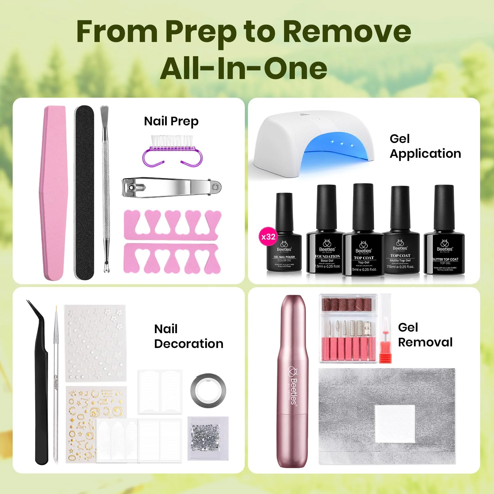 Beetles 55Pcs Gel Nail Polish Kit Valentine Nails with U V Light and Nail Drill - 32 Color Gel Nails Kit - Image 2