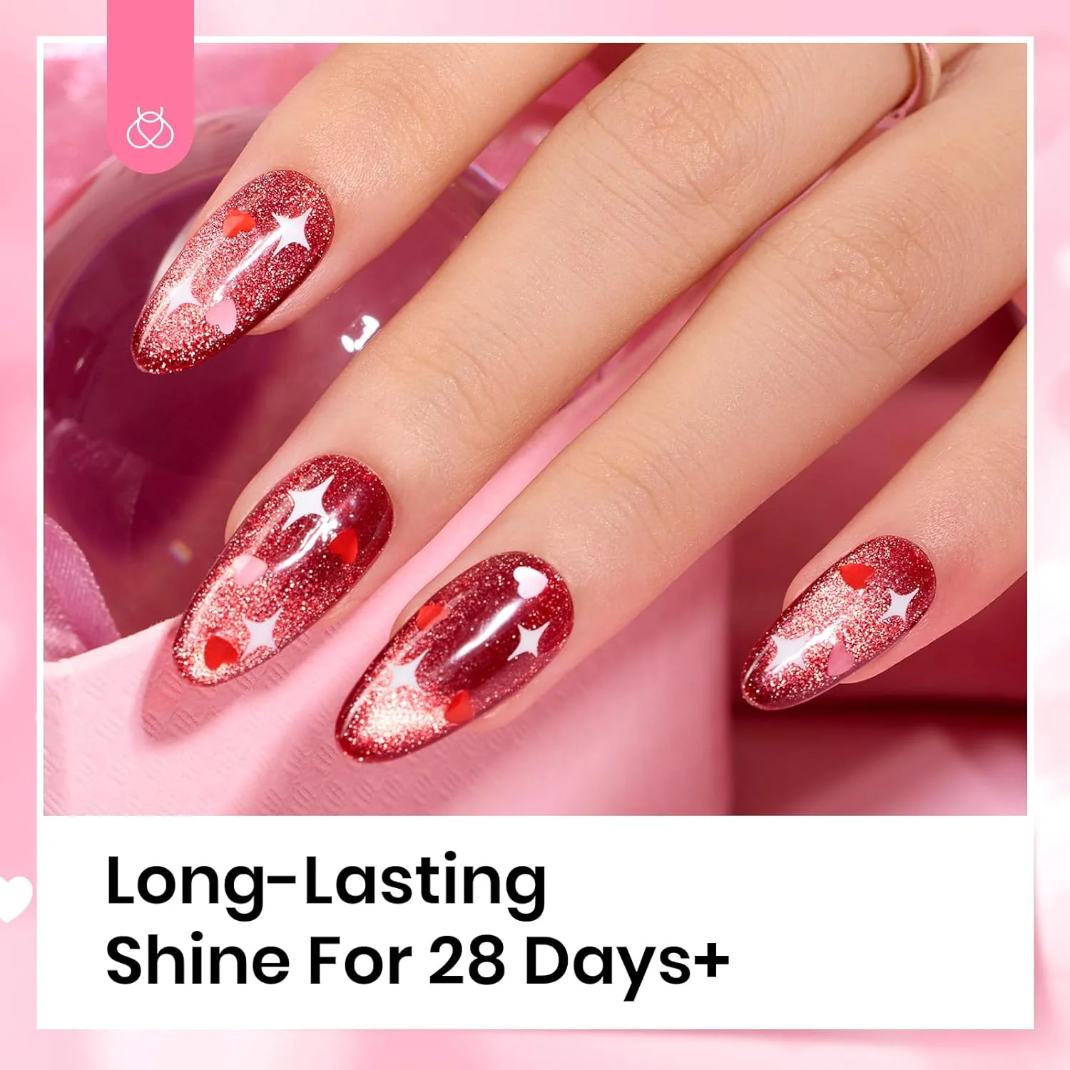 Beetles 6 Pcs Heart Star Reflective Glitter Gel Top Coat Set - Image 5