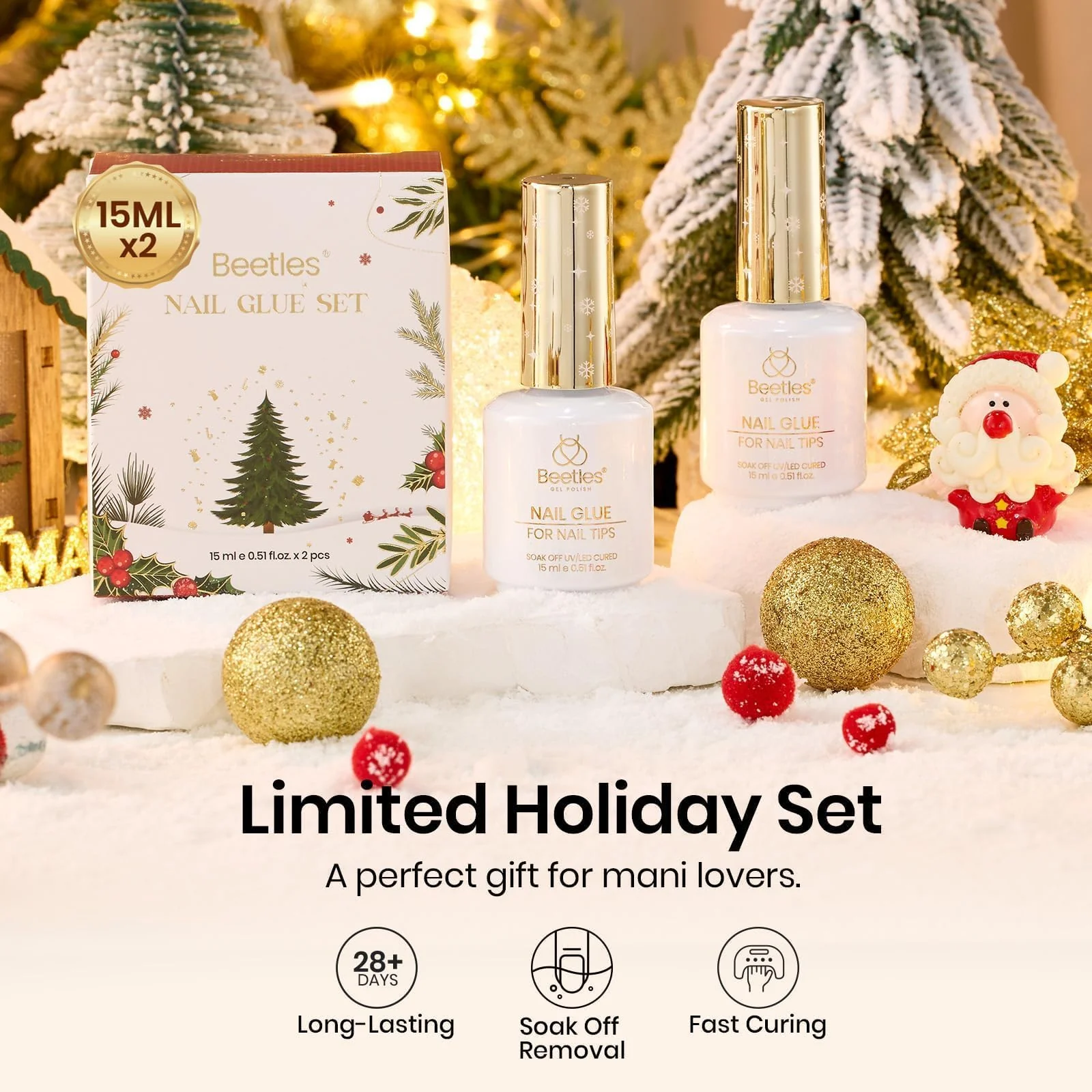Beetles Christmas Limited Gel Nail Glue 2PCS 9 In 1 Gel Nail Glue Kit - Image 3