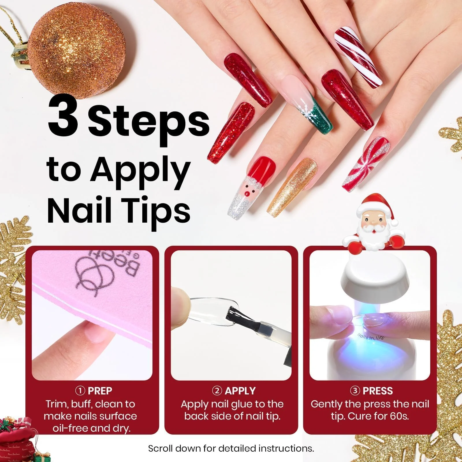 Beetles Christmas Limited Gel Nail Glue 2PCS 9 In 1 Gel Nail Glue Kit - Image 4