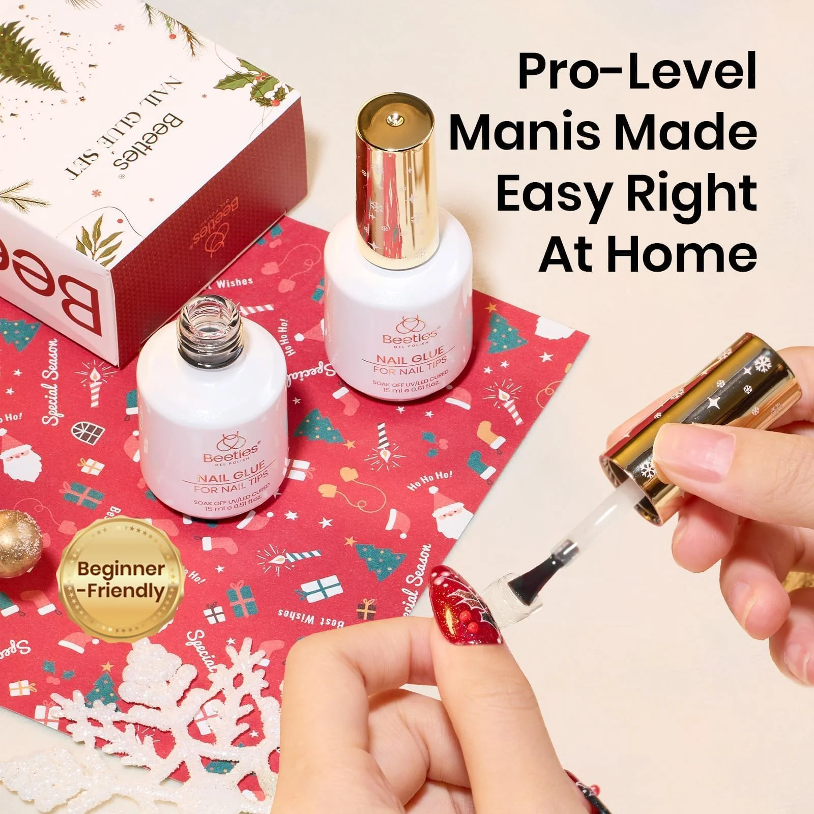 Beetles Christmas Limited Gel Nail Glue 2PCS 9 In 1 Gel Nail Glue Kit - Image 7
