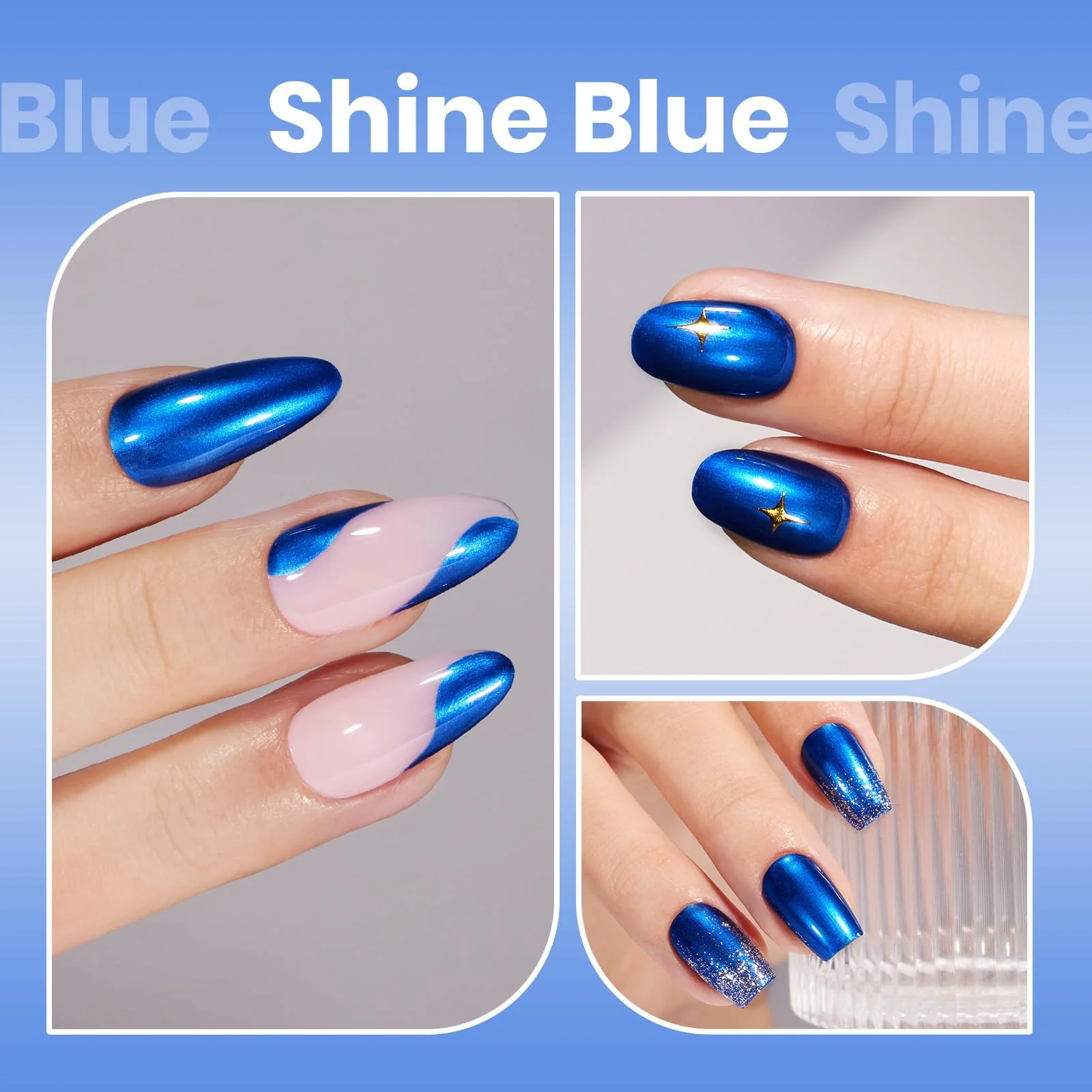 Beetles Blue Mirror Nail Polish - Shine Blue 15ml Chrome Nail Polish Metallic Effect Quick-Drying Glossy Finish Easy Application - Image 5