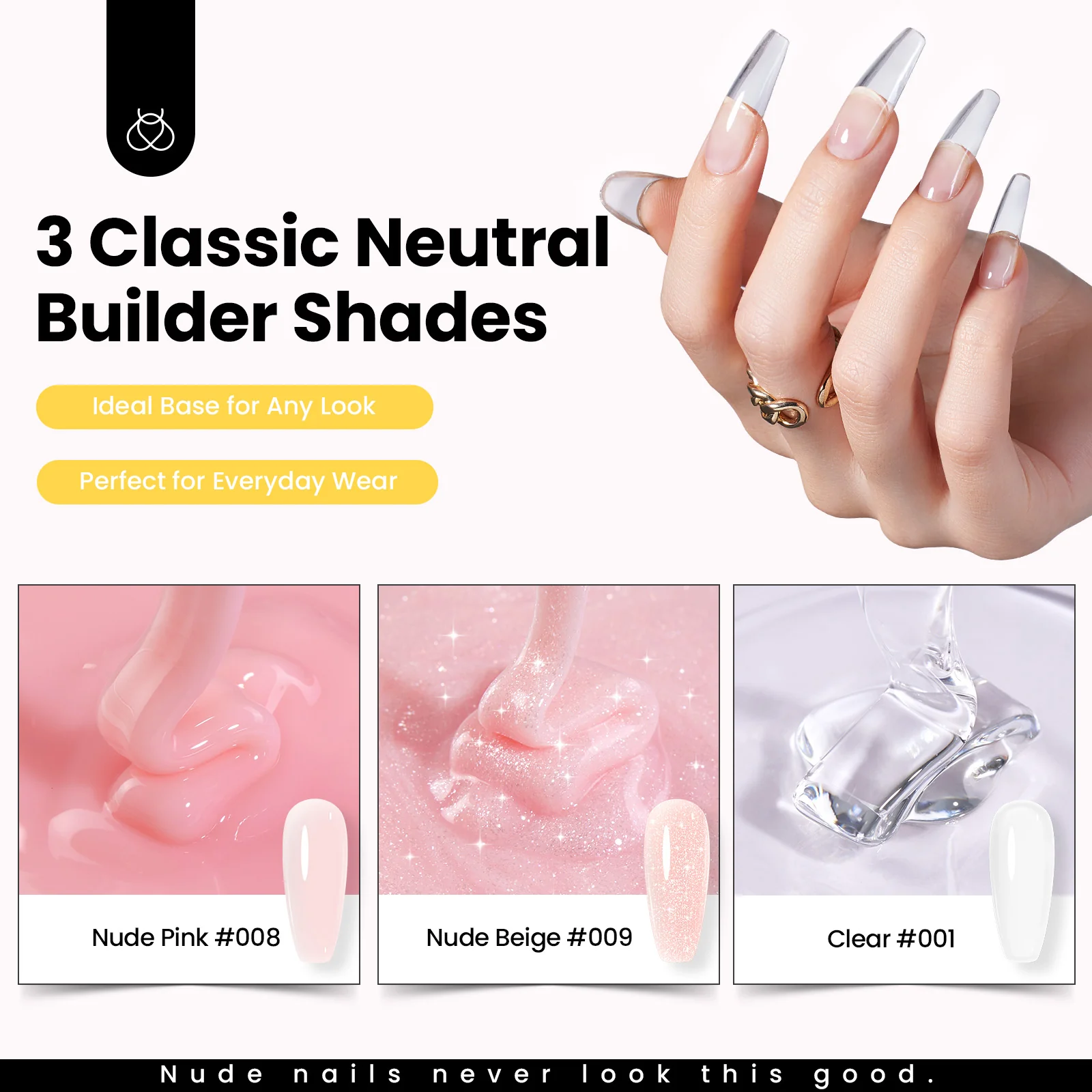 Beetles Builder Gel for Nails, 9 in 1 High Hardness Clear Jelly Glitter Sculpted Gel with Nail Forms Nail Tips Nail Glue Nail Pen Nail Scissors Top Base Coat Nail Extension Kit for Manicurist Women - Image 2