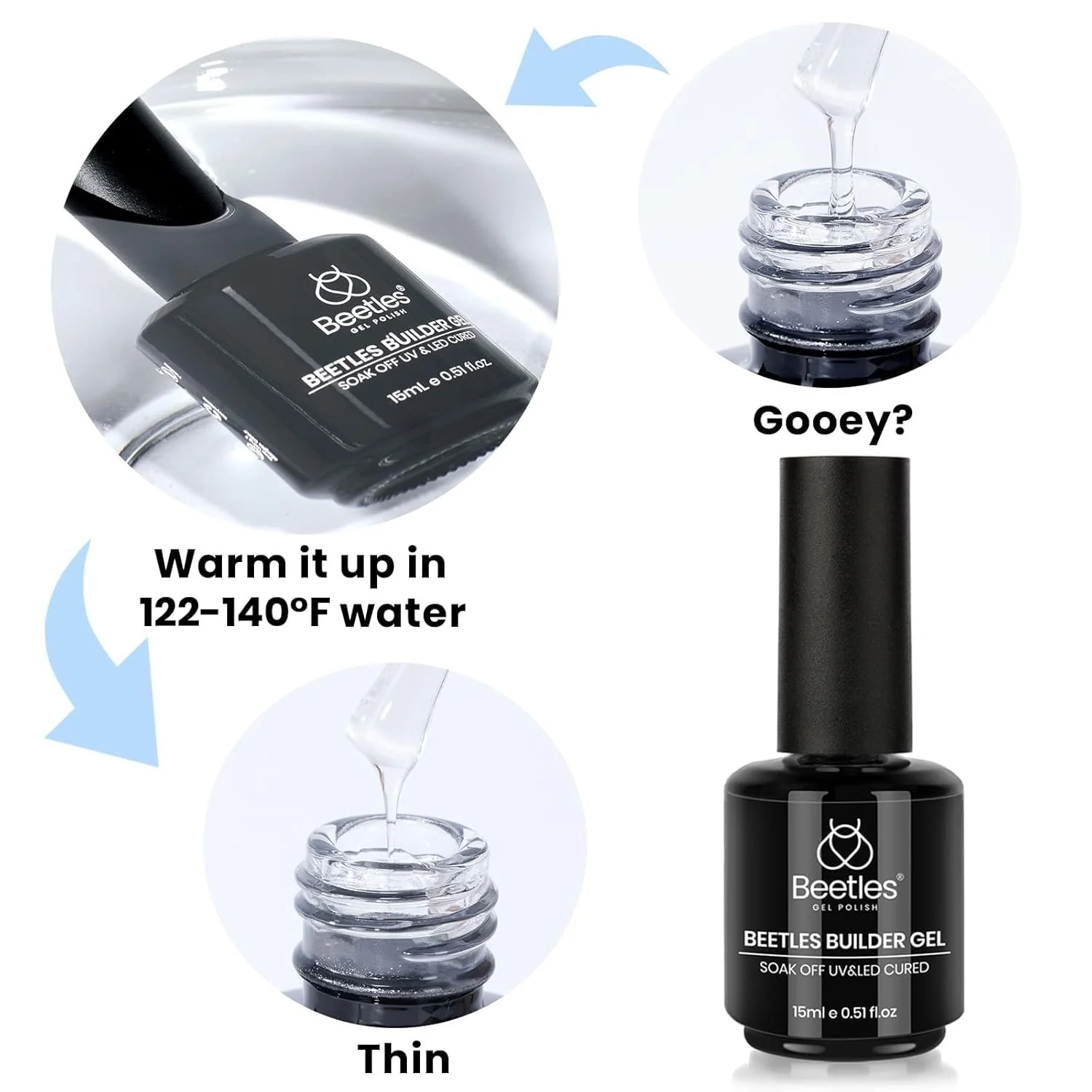 Beetles Builder Gel Kit-Dew Glow 2Pcs 0.51oz 8 in 1 Nail Extension Building Nail Apex Strengthener for Thin Nails with Liner Brush DIY Salon at Home for Beginners,UV & LED Lamp Needed - Image 6