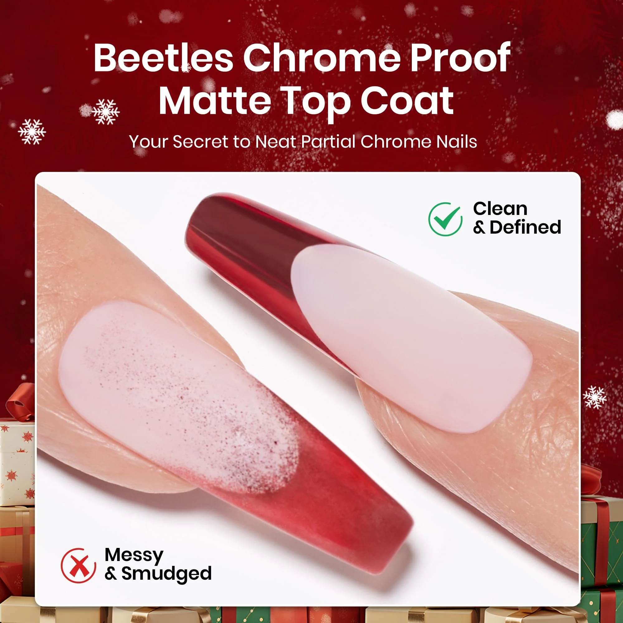 Beetles Christmas Gel Top Coat for Chrome Nail Powder - 15ml Chrome Top Coat - Image 4