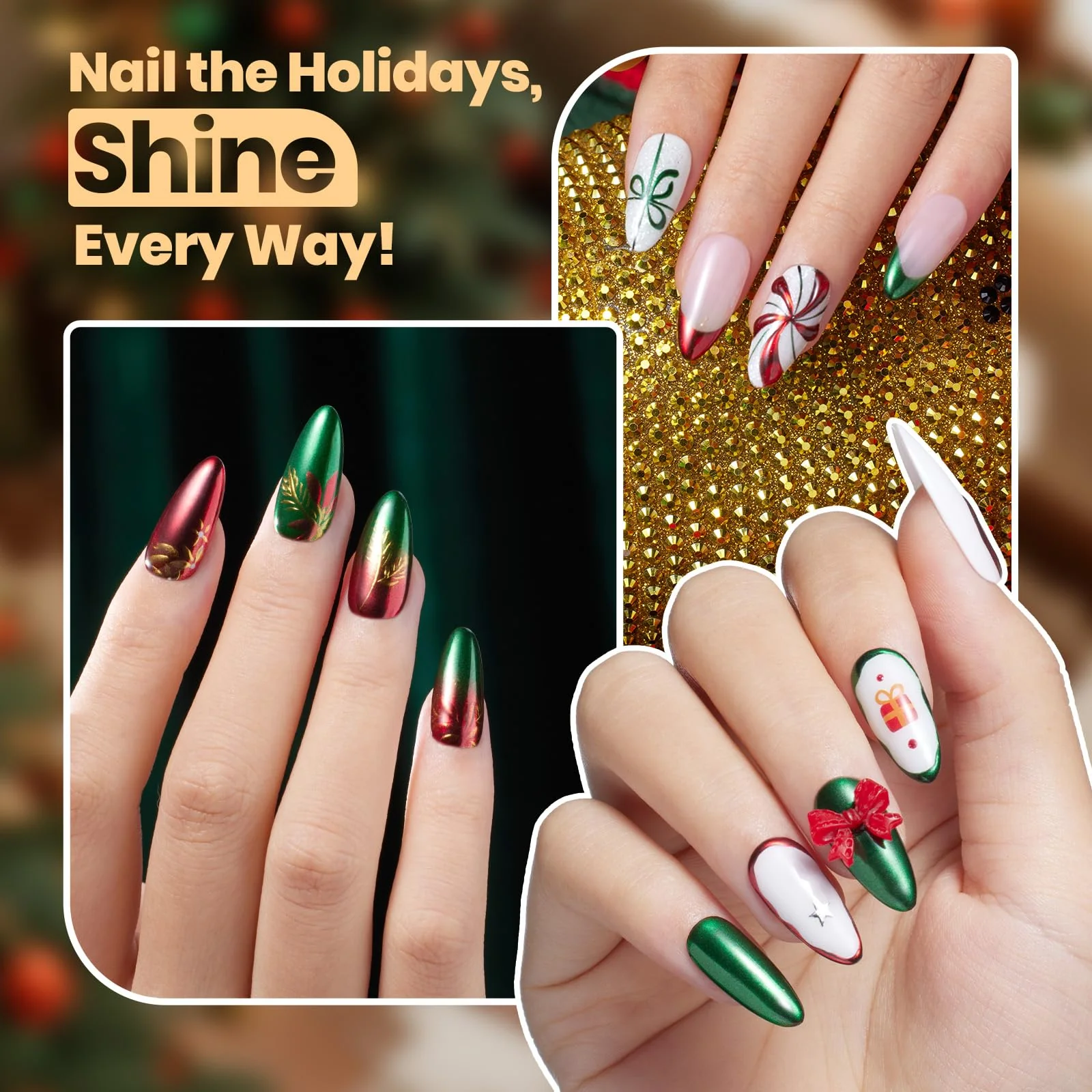 Beetles Chrome Nail Powder Christmas 2 Colors Mirror Effect Red Green Metallic Cromer Powder for Nail - Image 3