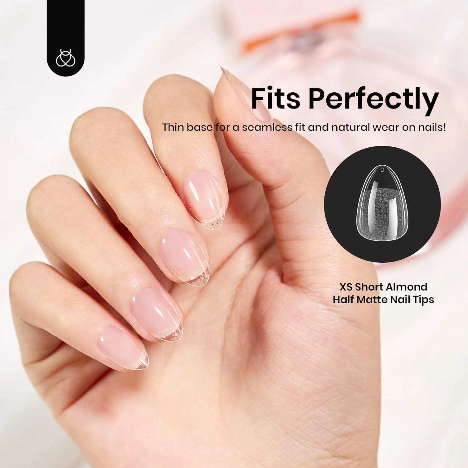 Beetles Etch-X Extra Short Almond Nail Tips - 288 Pcs Pre-Shaped Clear Full Cover (12 Sizes) - Image 5