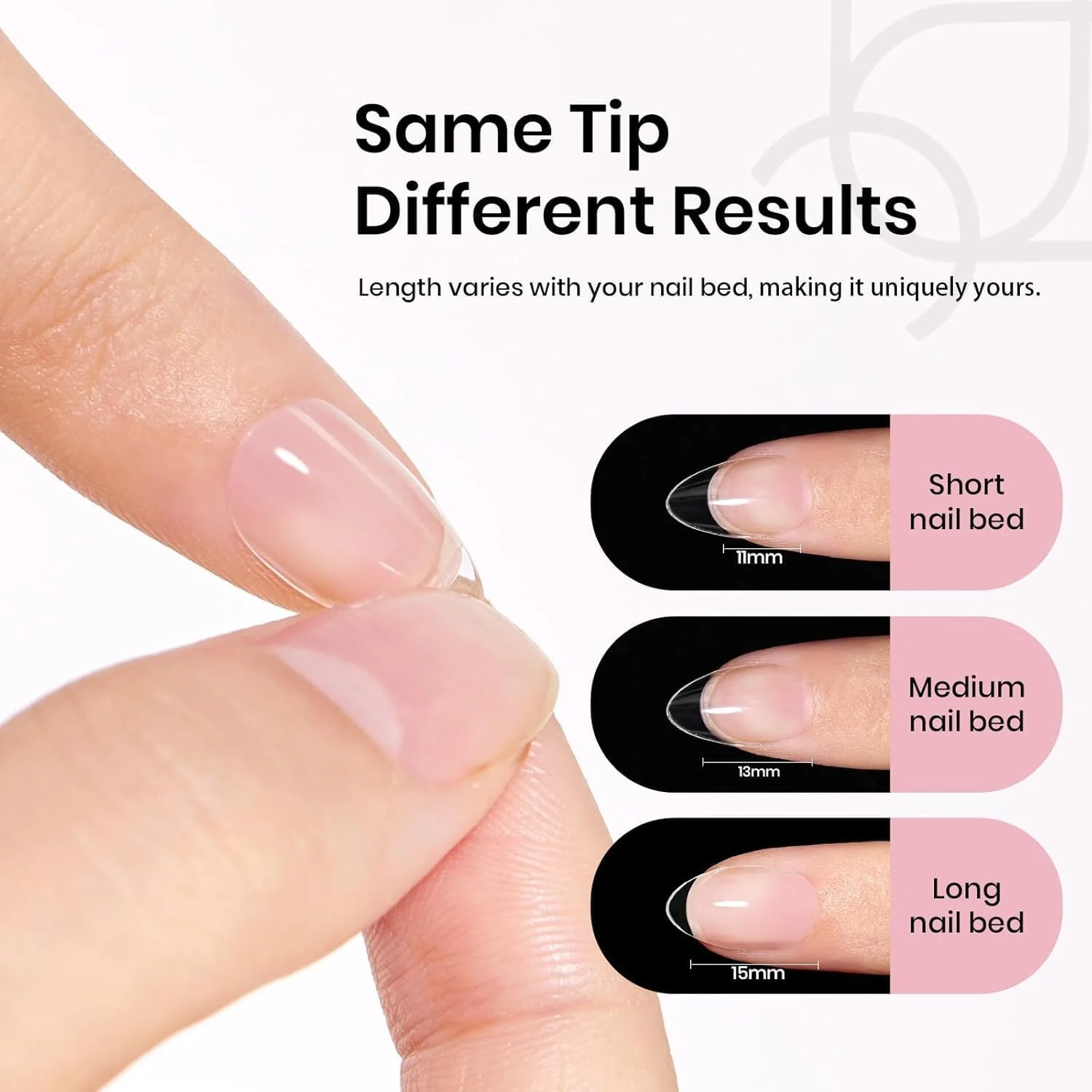 Beetles Etch-X Extra Short Almond Nail Tips - 288 Pcs Pre-Shaped Clear Full Cover (12 Sizes) - Image 7