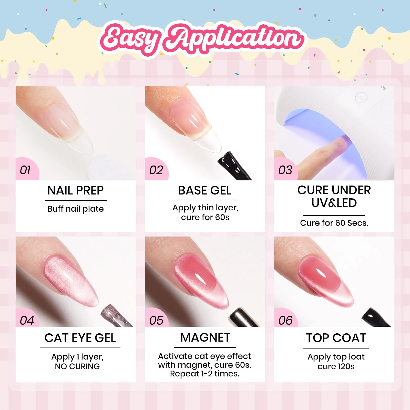 Beetles Fruit Magnet Cat Eye Gel Nail Polish Set - Spring Nails 6 Colors Spring Gel Polish Kit Glitter Cat Eye - Image 4