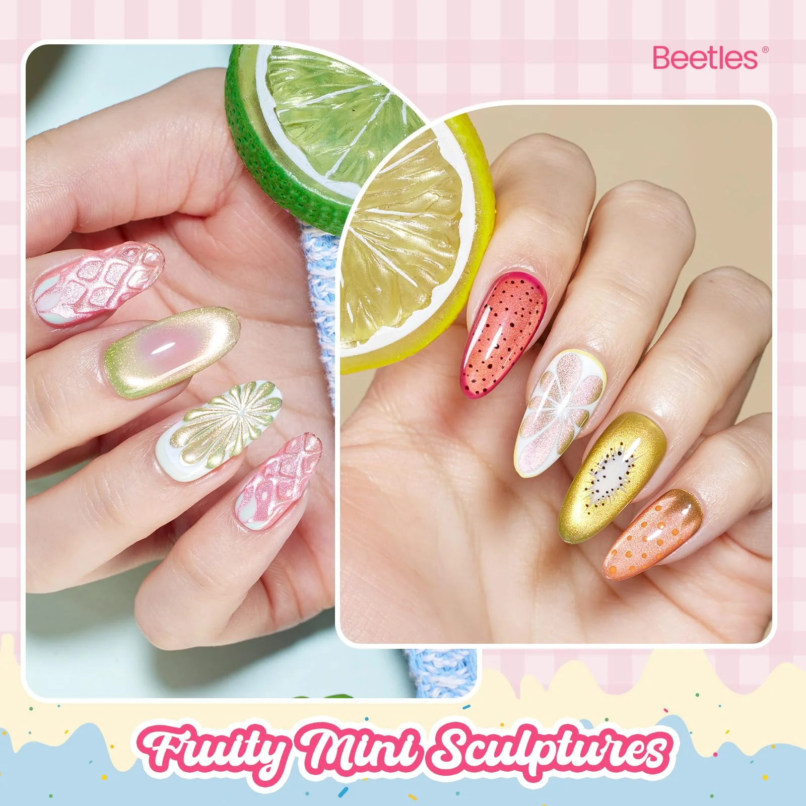 Beetles Fruit Magnet Cat Eye Gel Nail Polish Set - Spring Nails 6 Colors Spring Gel Polish Kit Glitter Cat Eye - Image 8