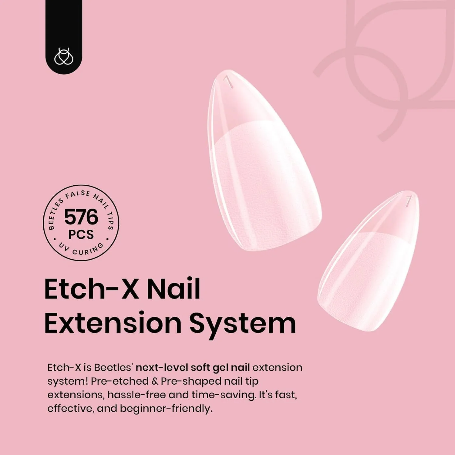 Beetles Gel Nail Tips 12 Sizes 576Pcs Pre-shape Short Almond Tips - Image 2
