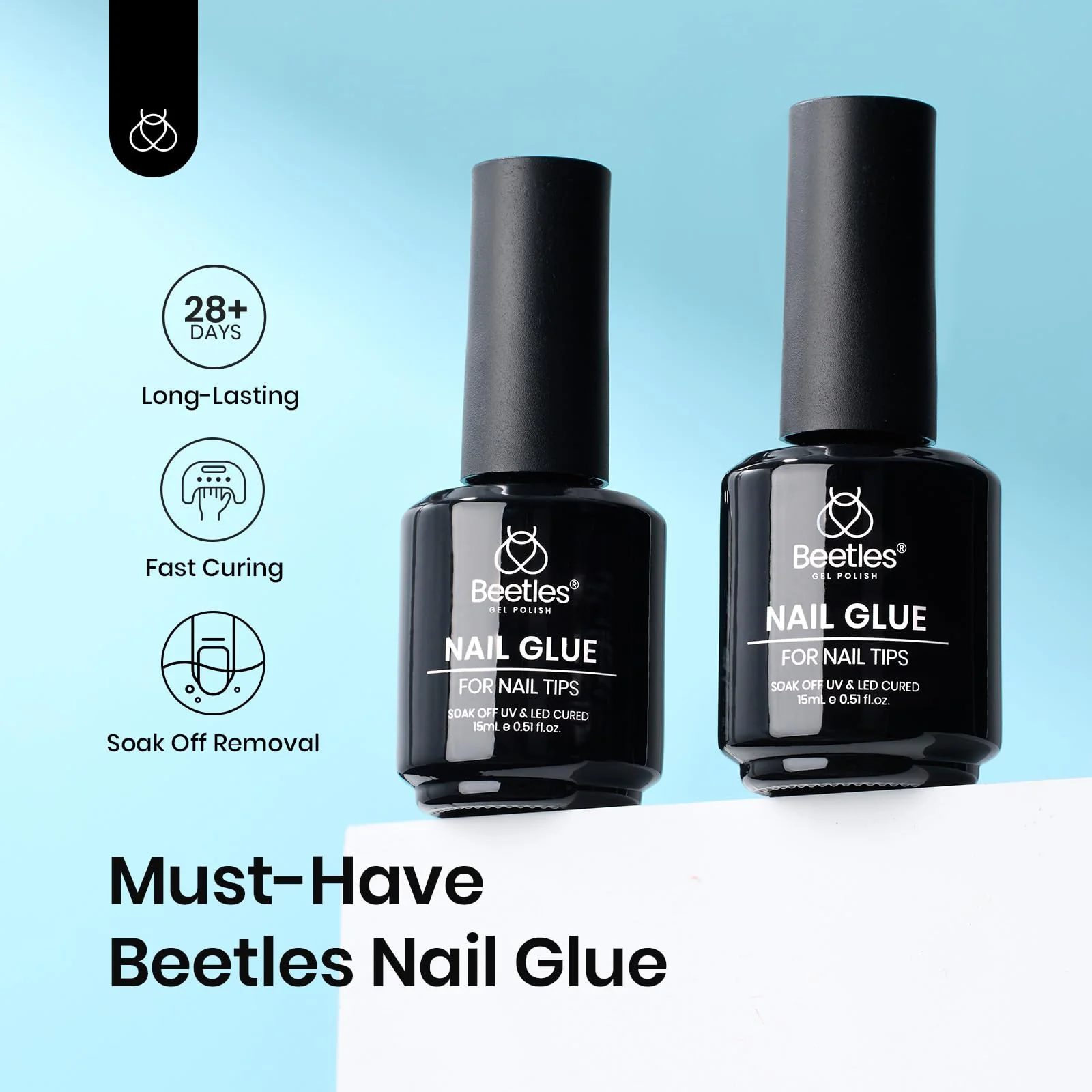 Beetles Gel Polish 9 In 1 Gel Nail Glue for Clear Acrylic Nail Tips 2 Pcs 15ml Long Lasting Nail Gel Kit - Image 2