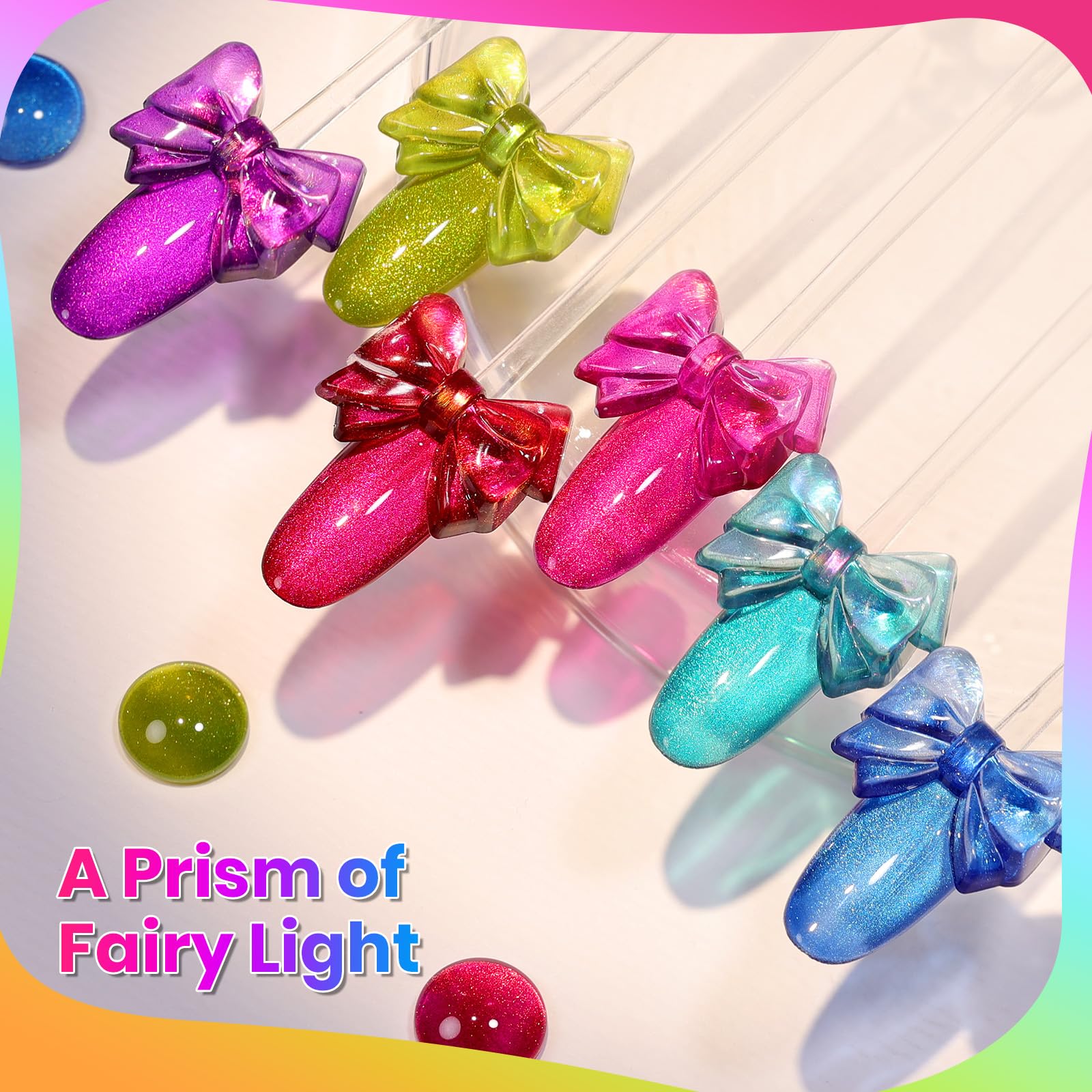 Beetles Gel Polish Fairy Prism Cat Eye Gel Nail Polish Set - 6 Colors Glitter Pink Purple Christmas Gel Nail Kit - Image 6