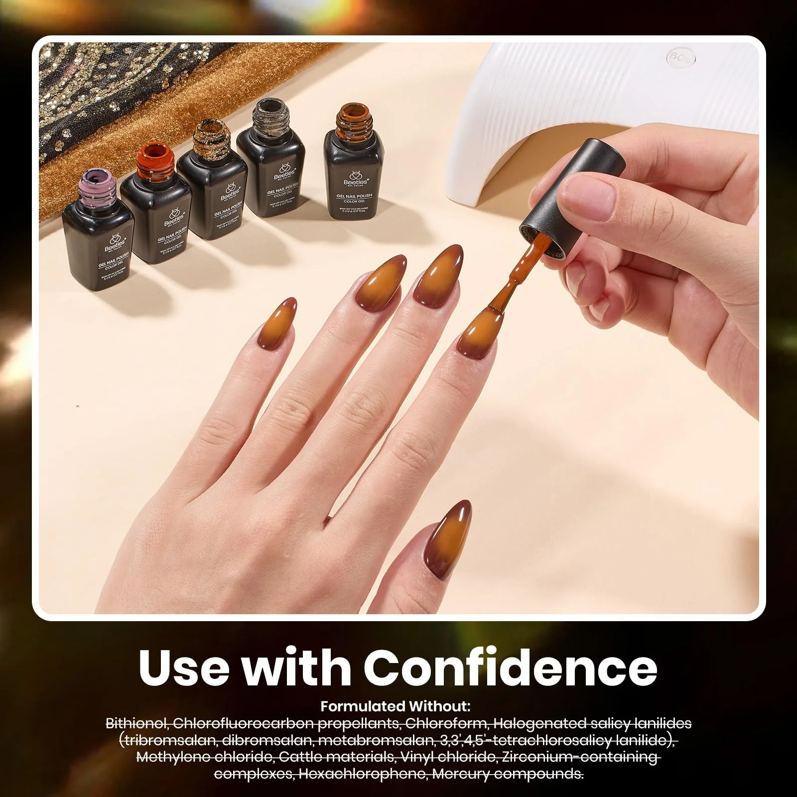 Beetles Gel Polish Gilded Veil collection Winter Nails - 33Pcs 25 Colors Black White Burgundy Blue Nude Grey Green Glitters Set - Image 6