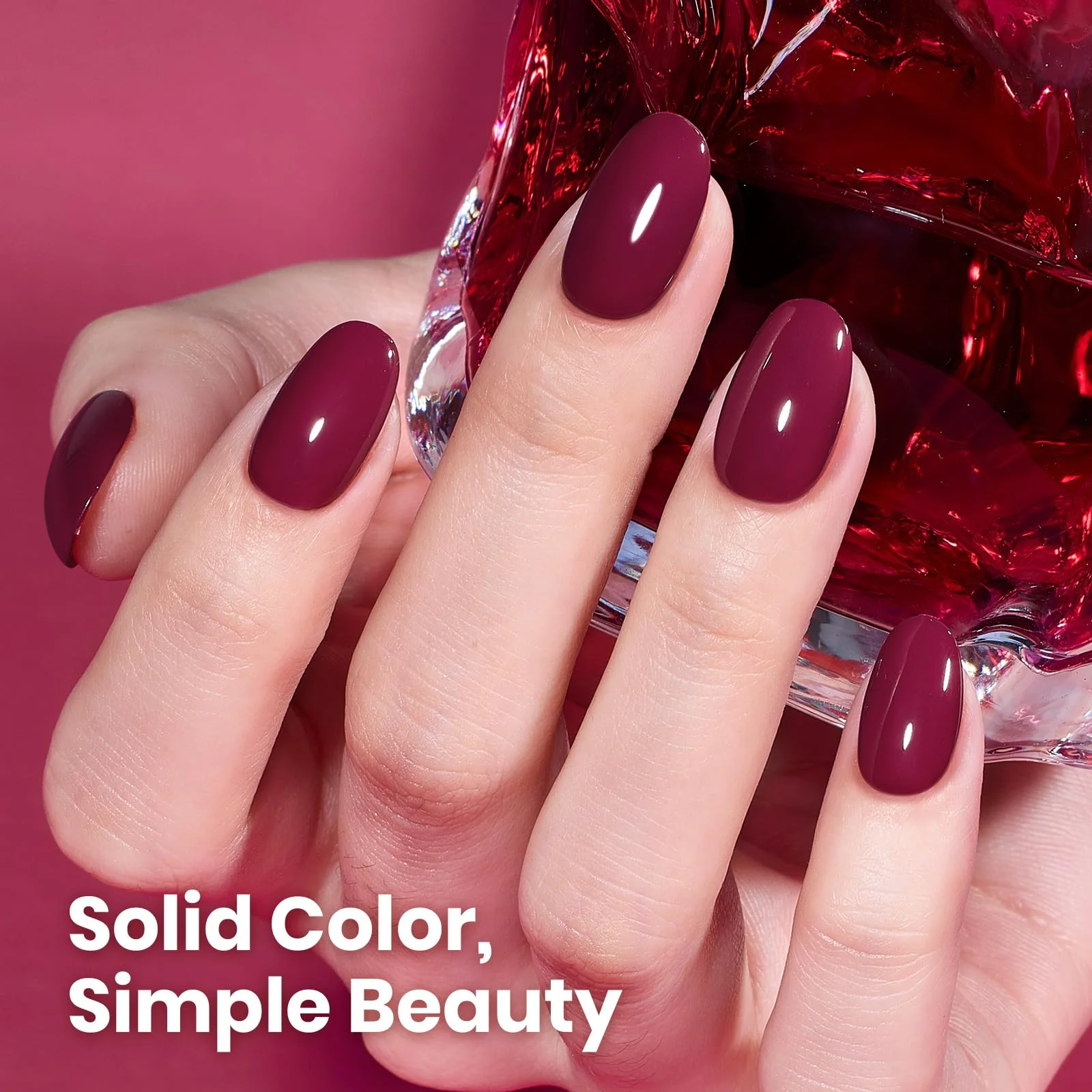 Beetles Gel Polish Hema-Free Winter Nails Burgundy Red- 8ML - Image 4