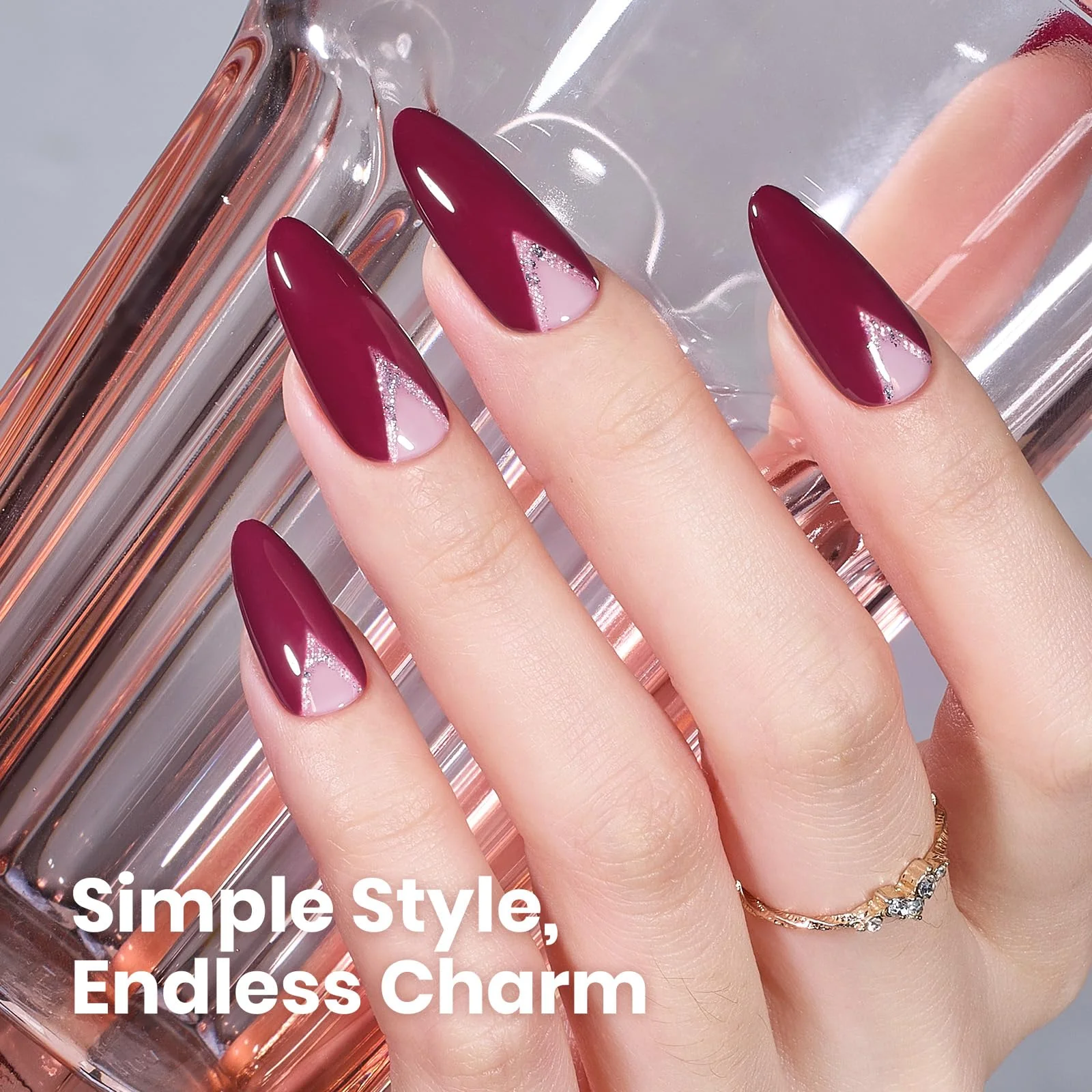 Beetles Gel Polish Hema-Free Winter Nails Burgundy Red- 8ML - Image 5