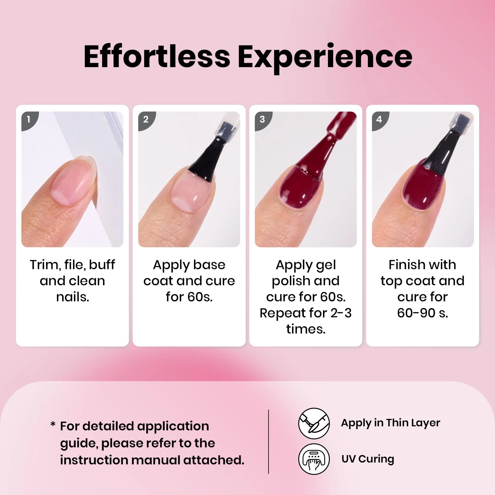 Beetles Gel Polish Hema-Free Winter Nails Burgundy Red- 8ML - Image 7