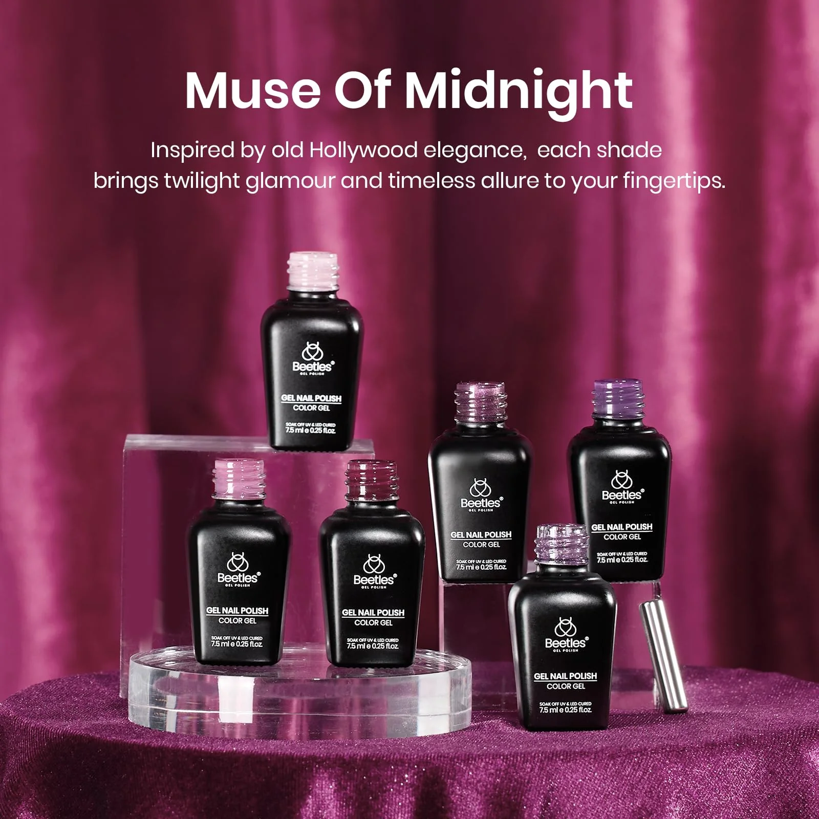 Beetles Gel Polish Muse Of Midnight Winter Nails - 6PCS Cat Eye Fall Winter Glitter Nail Kit - Image 5