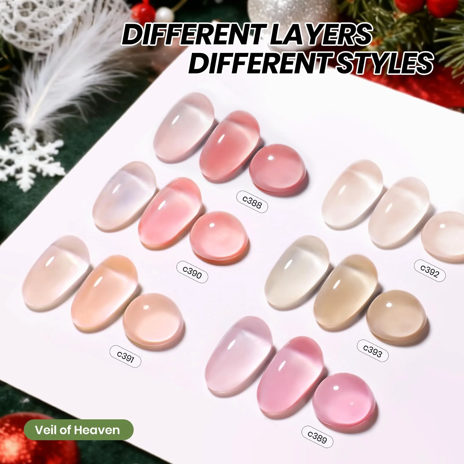 Beetles Gel Polish Rose Veil - 6 Colors Christmas Nail Kit - Image 3