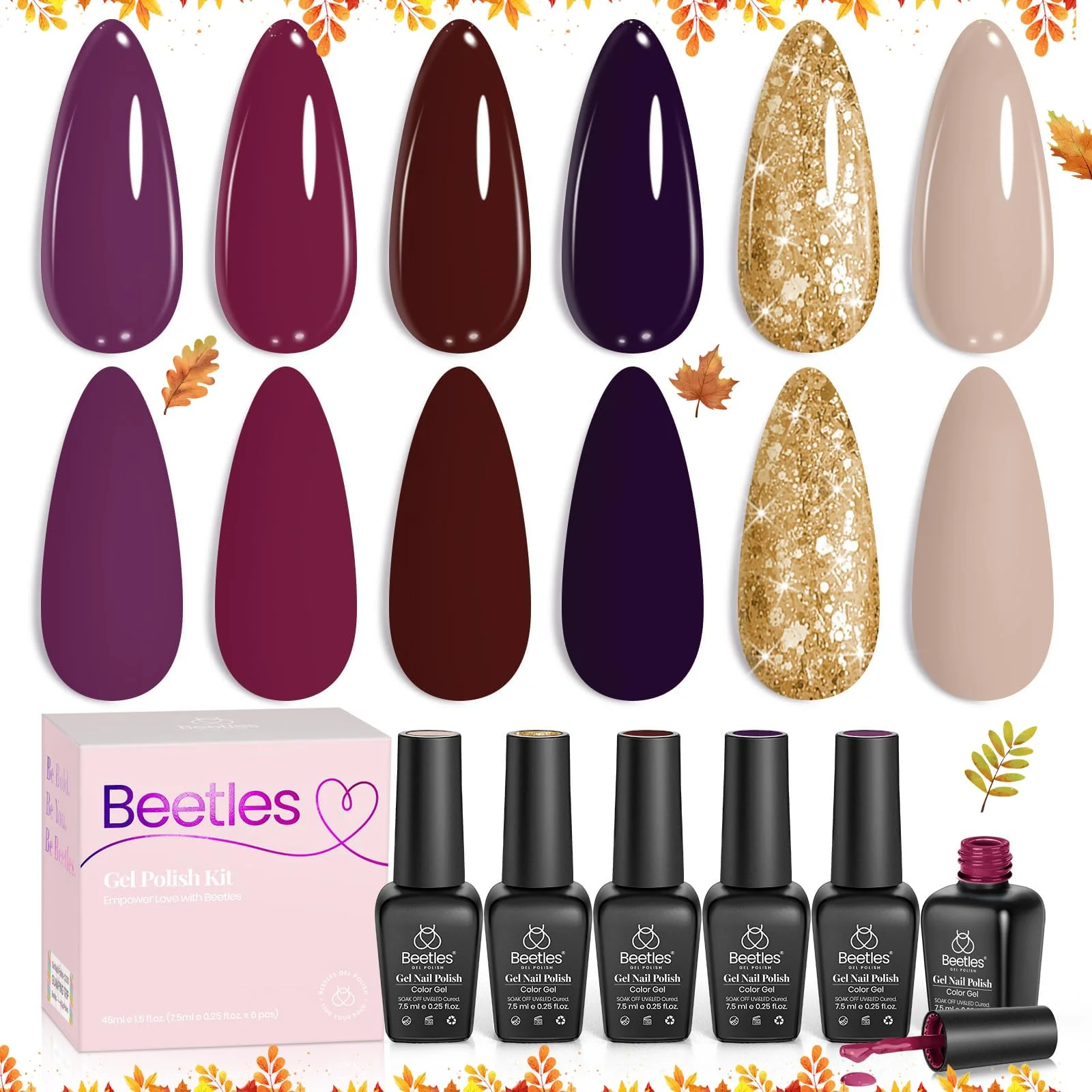 Beetles Gel Polish Terra Dusk Winter Nails - 6PCS Fall Winter Glitter Gel Nail Polish Kit