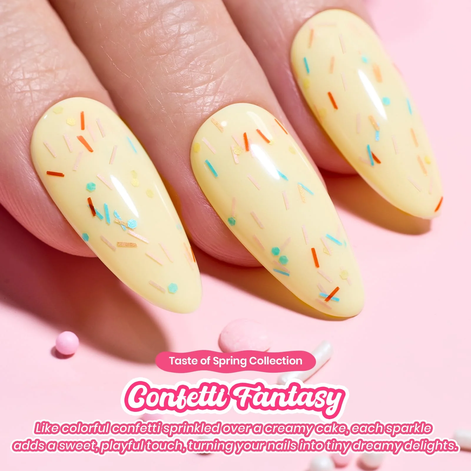 Beetles Glitter Top Coat Gel Polish Spring Limited - Confetti Fantasy Sprinkle Glitter Gel Top Coat 15ml - Image 4