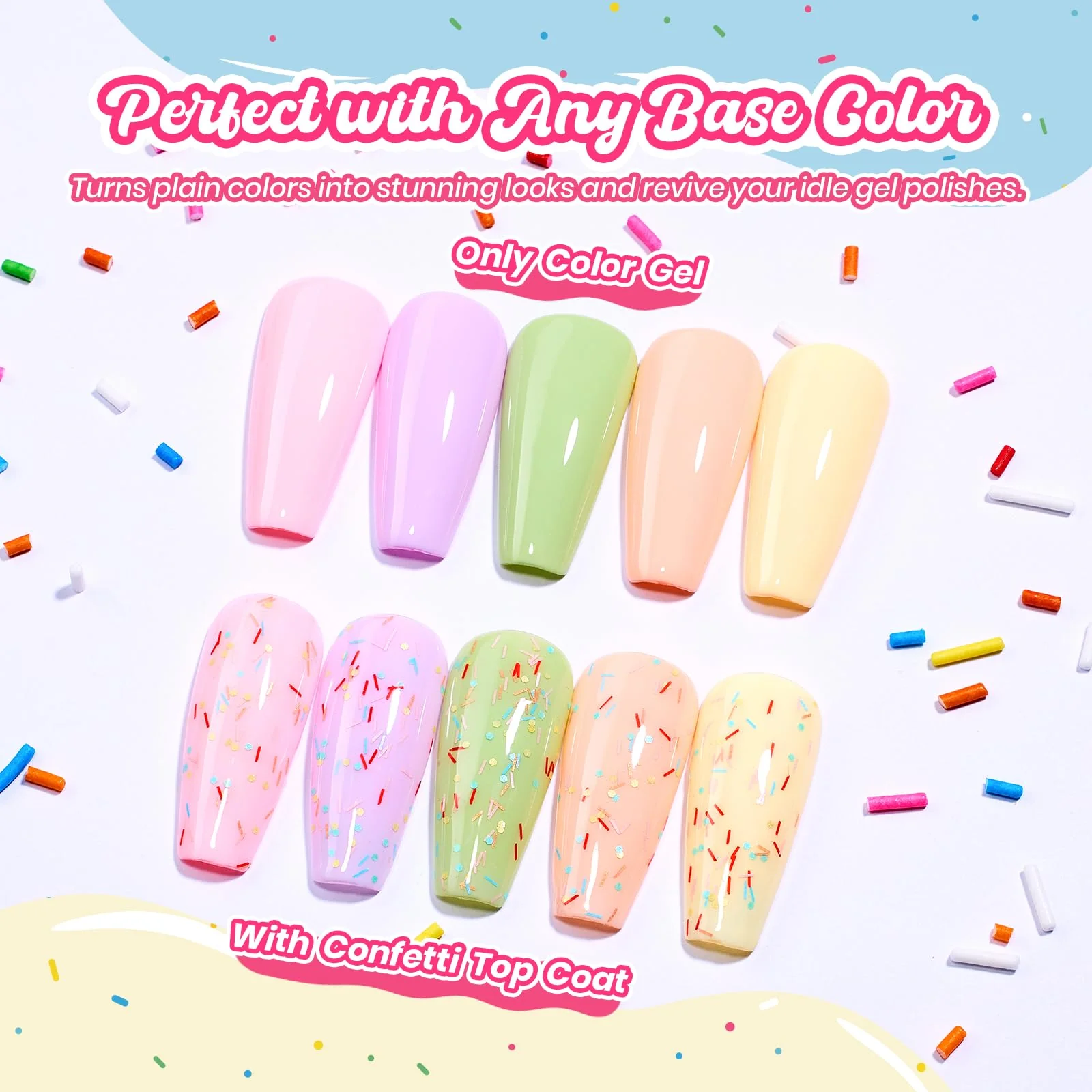 Beetles Glitter Top Coat Gel Polish Spring Limited - Confetti Fantasy Sprinkle Glitter Gel Top Coat 15ml - Image 6