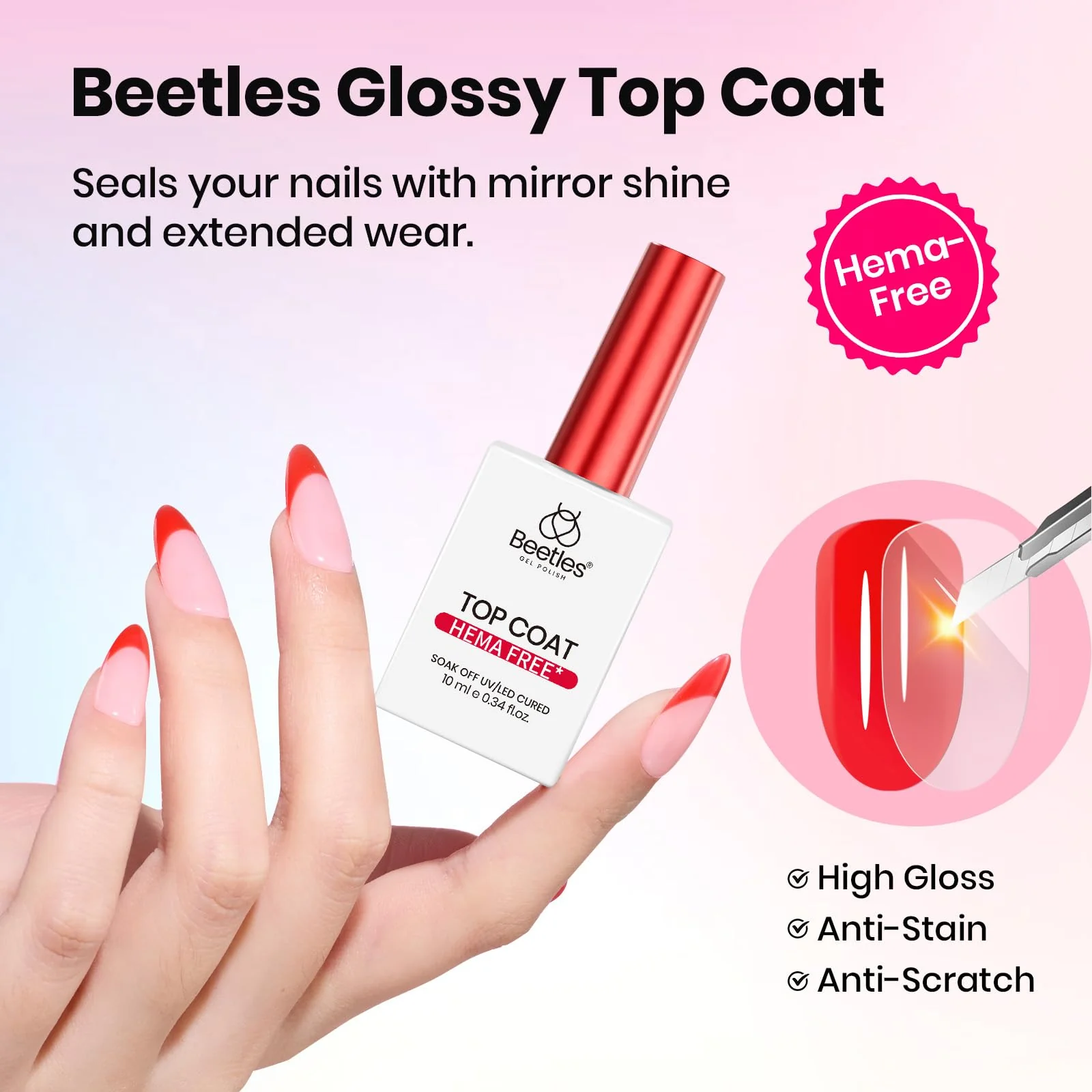 Beetles Hema Free Gel Top and Base Coat with Matte Top Coat Set - Image 4