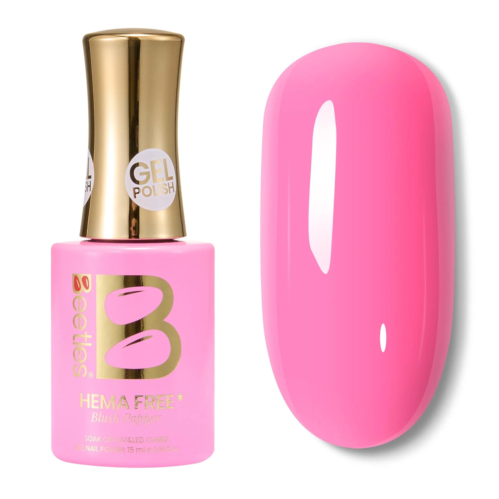 Beetles Hot Pink Gel Polish - Blush Popper 15ML/0.51Fl Oz, Hema Free Neon Pink Gel Nail Polish