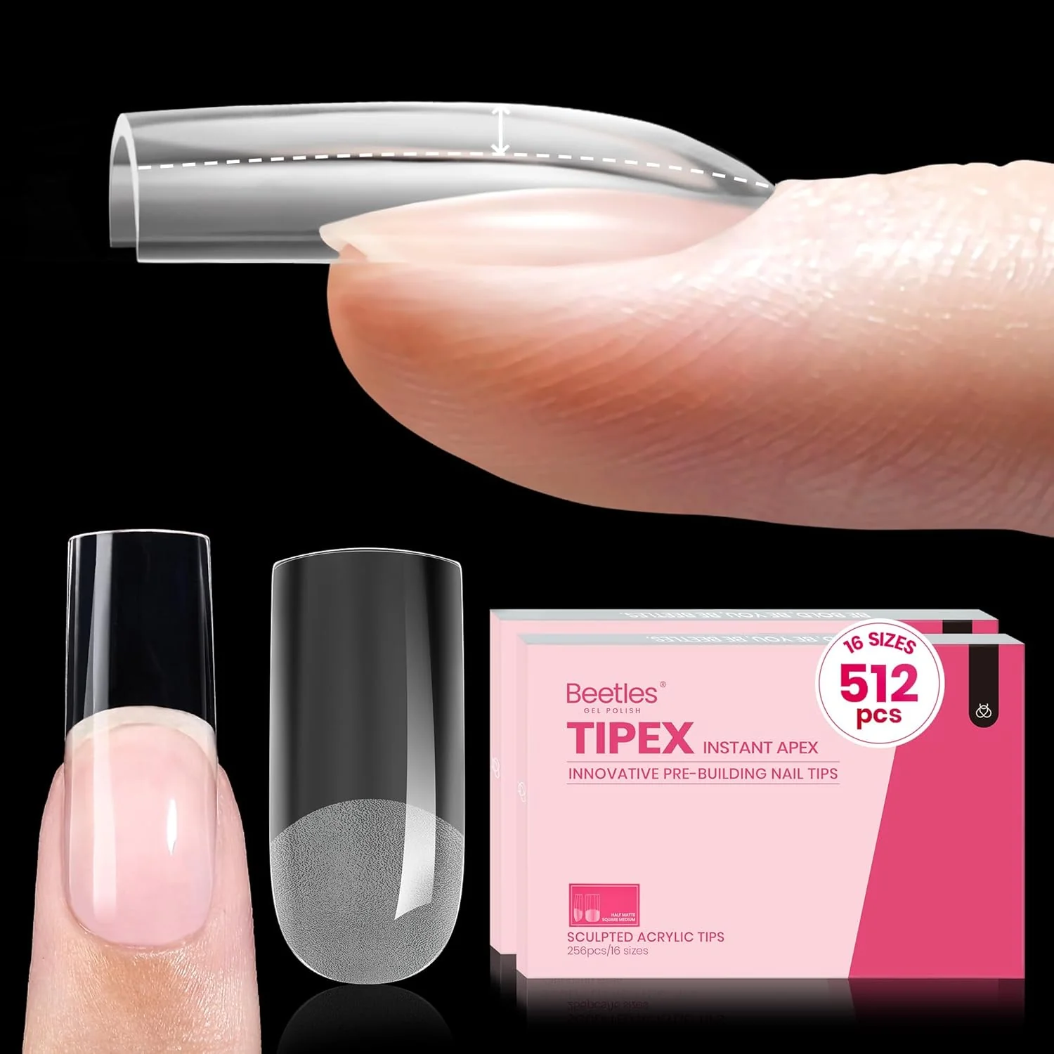 Beetles Medium Square Tipex Nail Tips|512pcs