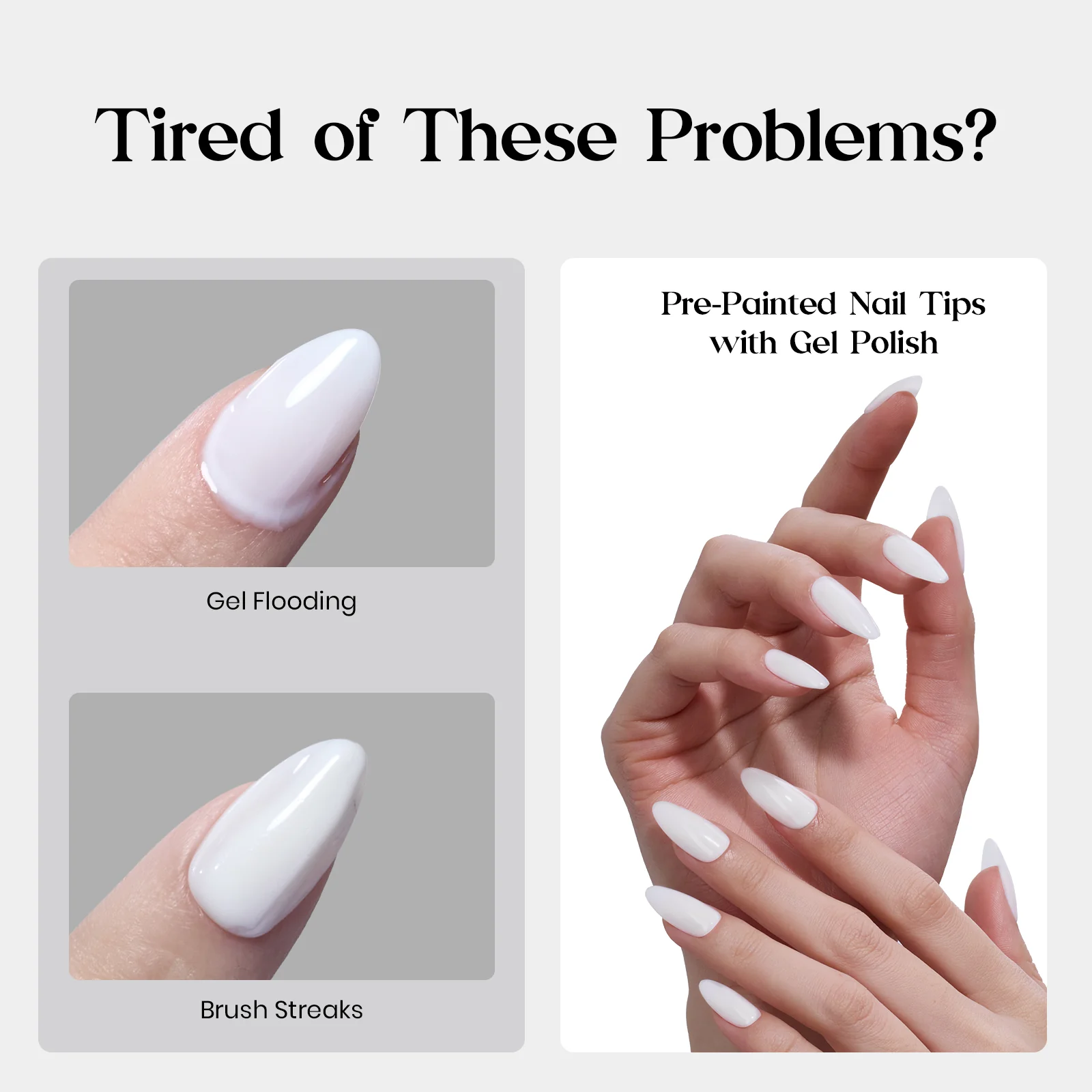 Beetles Natural Milky Nail Tips - Milky White Medium Almond 16 sizes*5 - Image 4