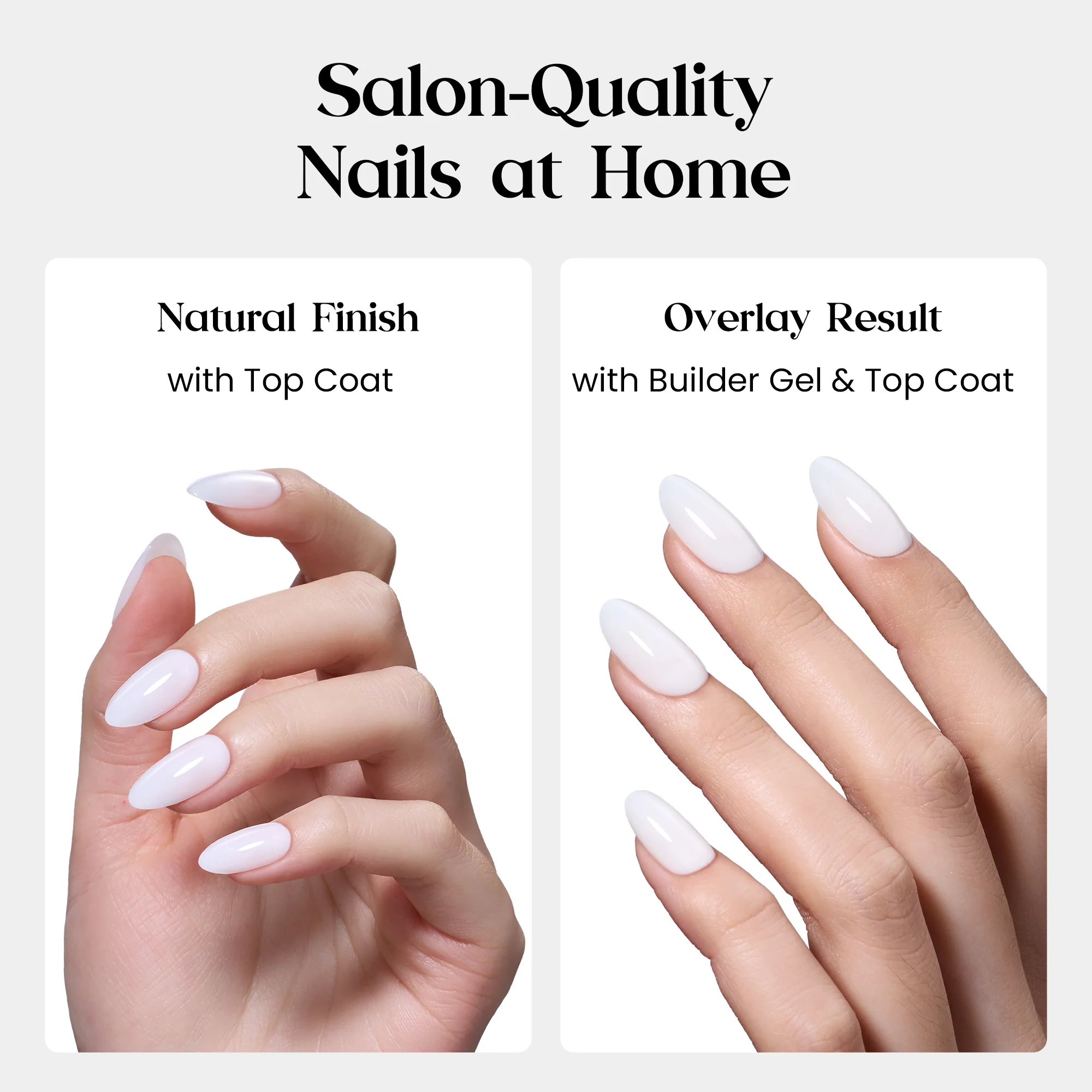 Beetles Natural Milky Nail Tips - Milky White Short Oval 16 sizes*5 - Image 3