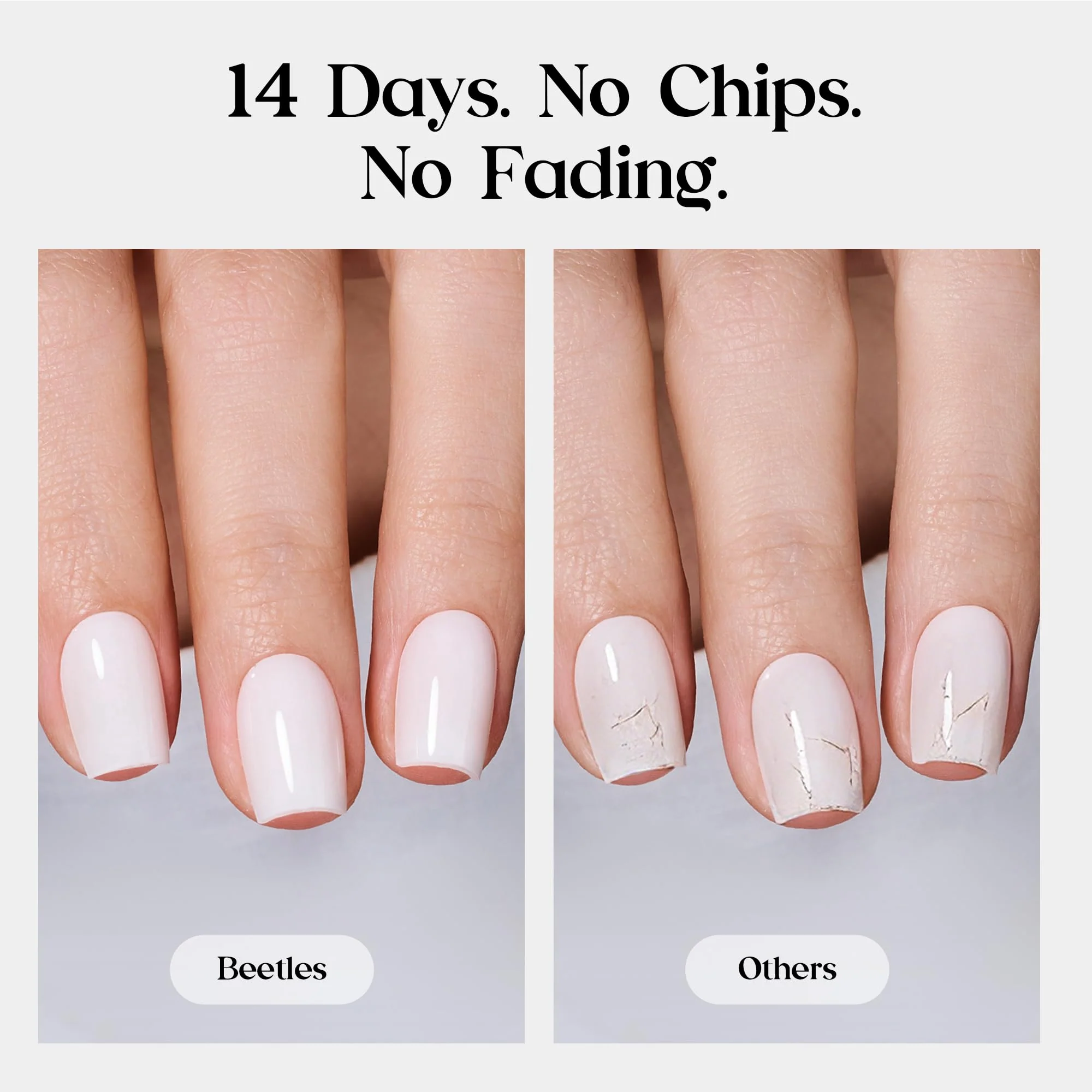 Beetles Natural Milky Press On Nails | Milky White Short Oval 16 sizes-32pcs - Image 5
