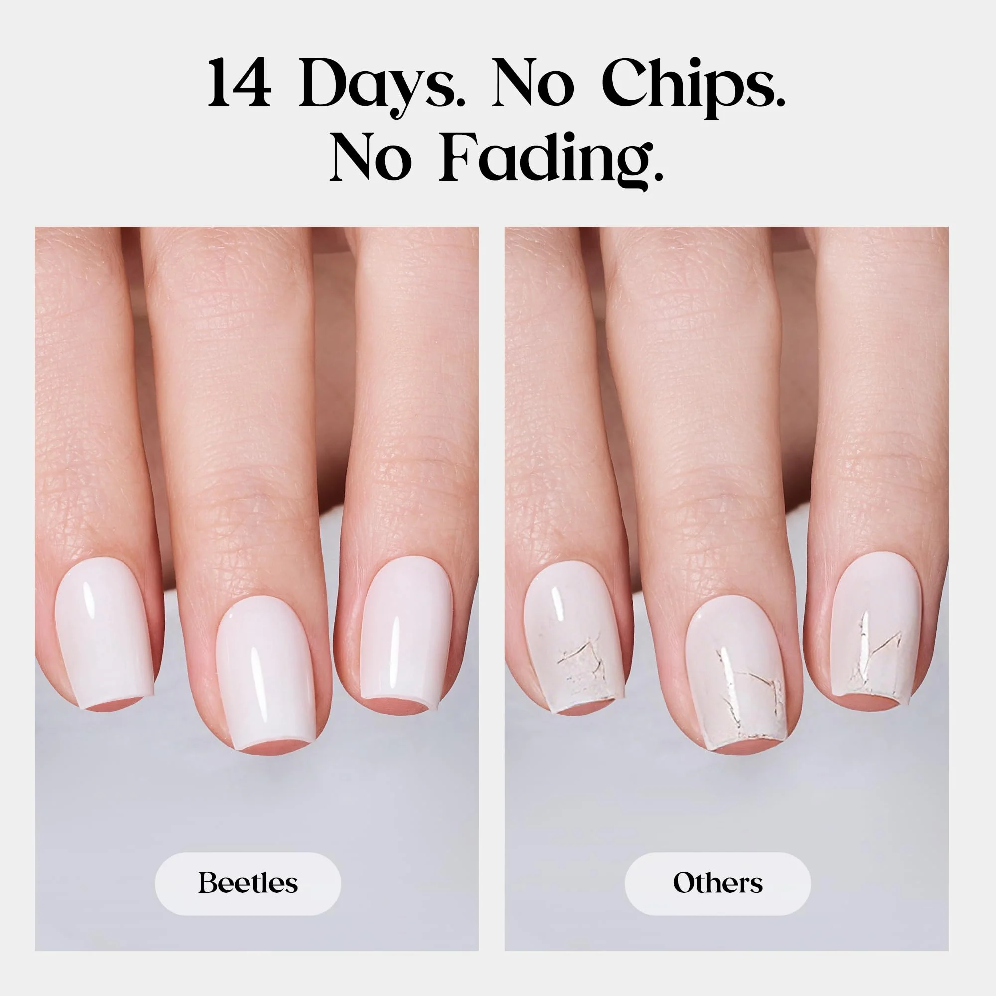 Beetles Natural Milky Press On Nails | Milky White Short Square 15 sizes-30Pcs - Image 5
