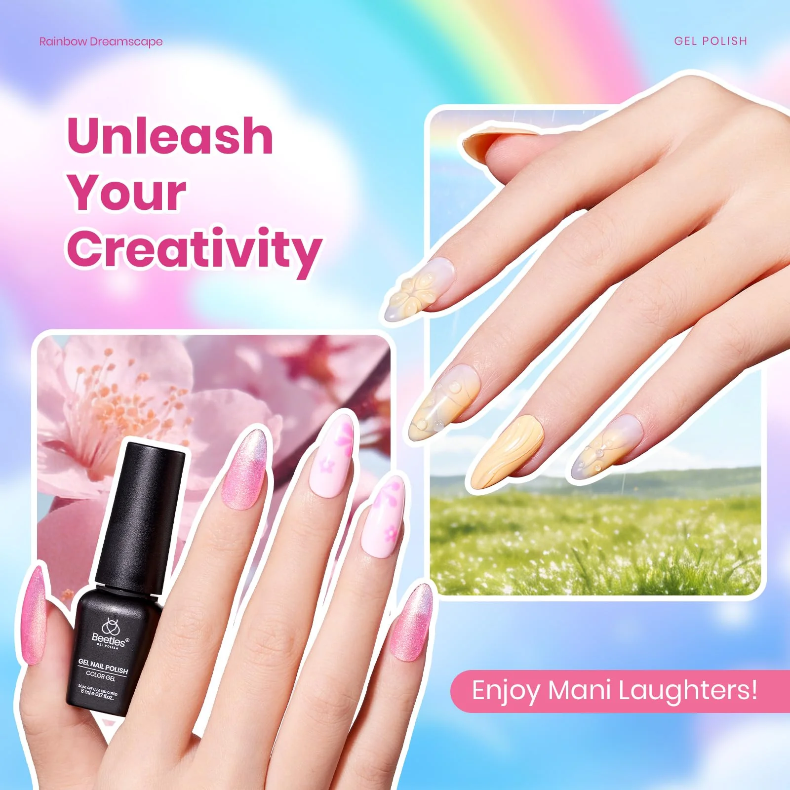 Beetles Pastel Gel Polish Set - Rainbow Dreamscape 25 Colors Spring Gel Polish Kit with Base Coat&Top Coat - Image 3