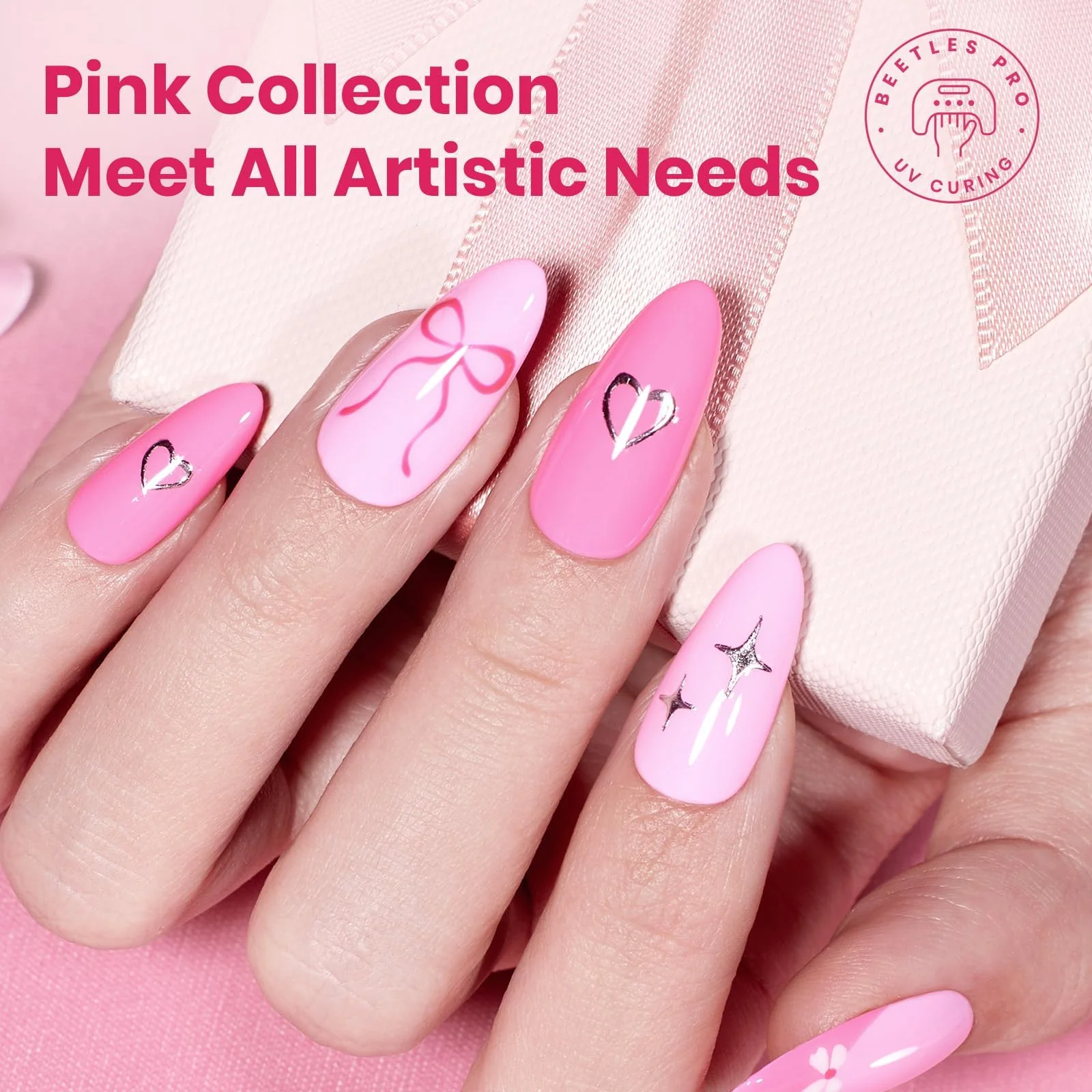 Beetles Pink Gel Polish Set - Spring Nails Pinks Escape 15ML, 6 Colors Hema Free Pink Gel Nail Polish Set - Image 6