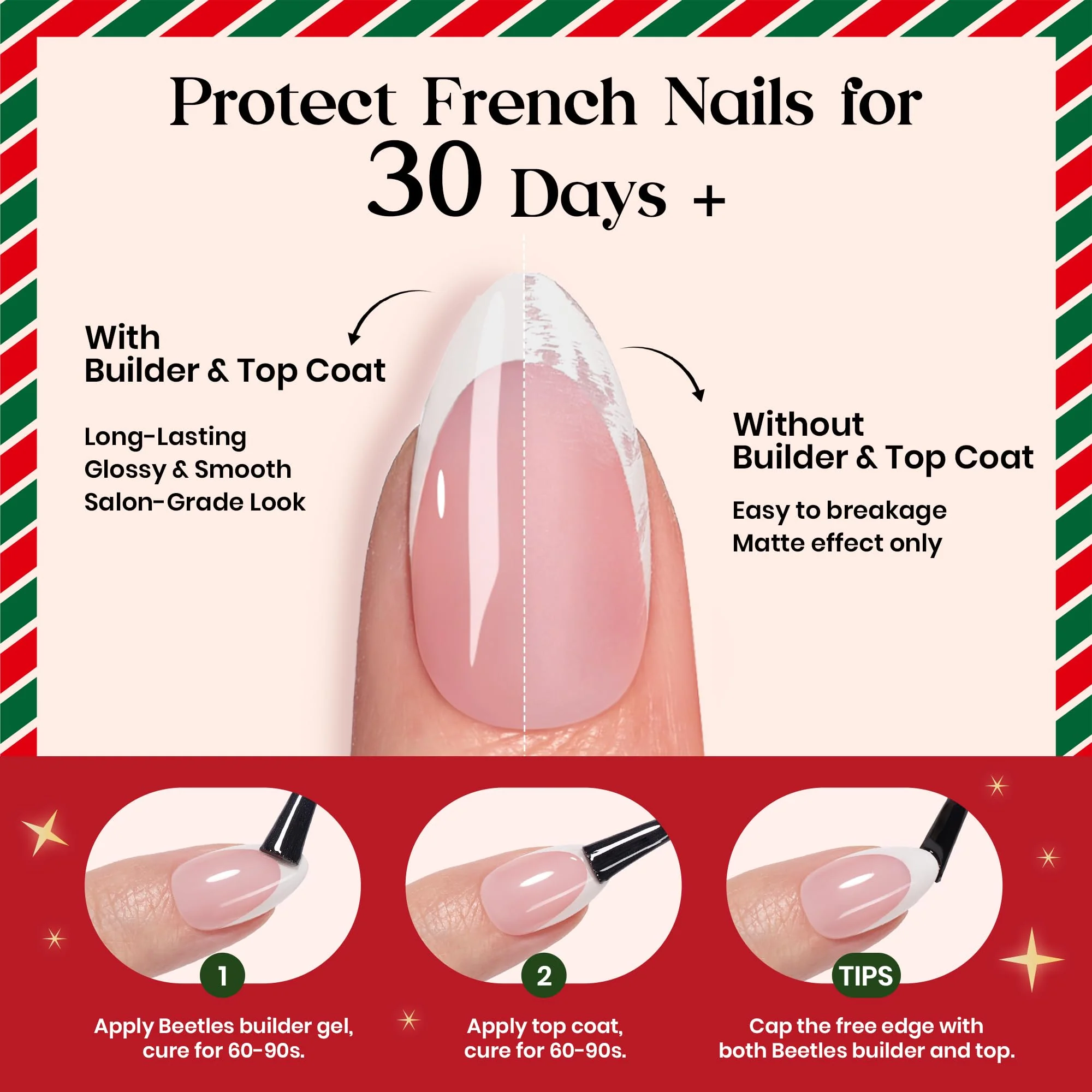 Beetles Pre-French Tips Gel Nail Tips - Pink Short Square Press 15 Sizes 150 Pcs - Image 5