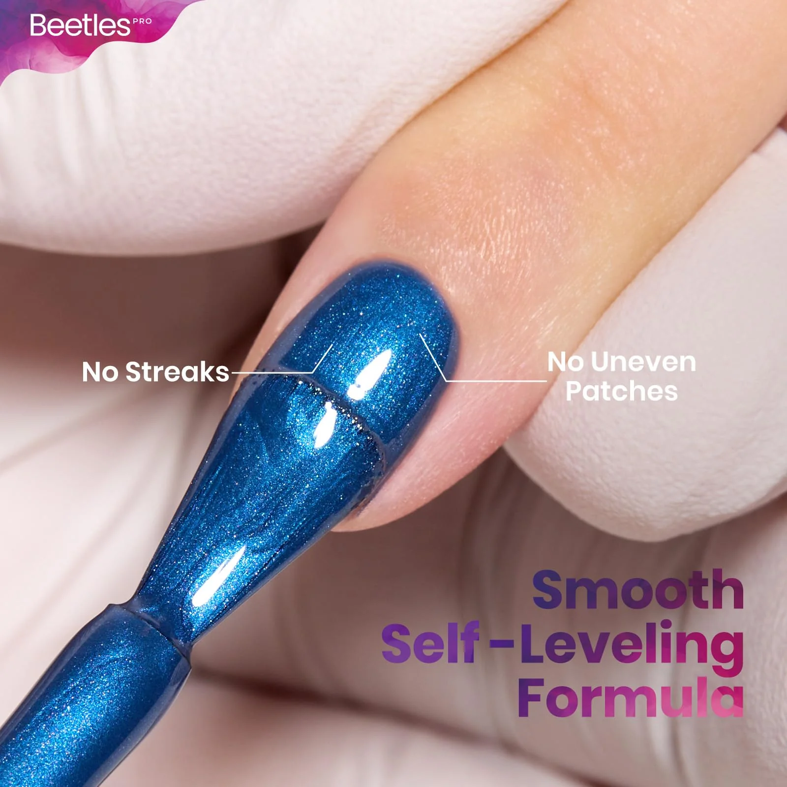 Beetles Pro Blue Gel Polish - Ghost Feelings, Dark Blue Color 20ML Glitter Gel Polish - Image 6