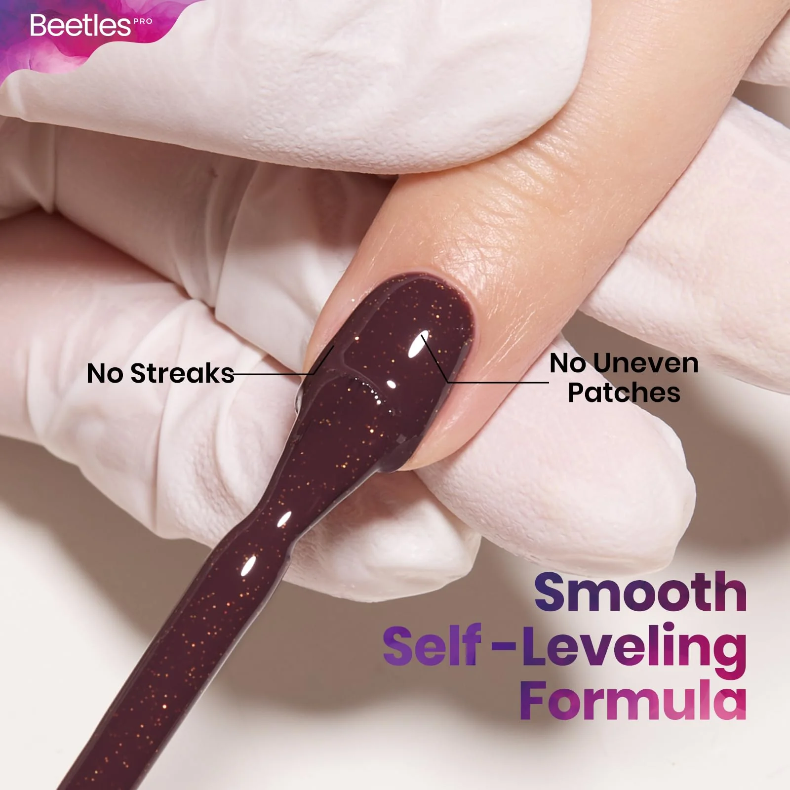 Beetles Pro Brown Gel Polish - Delusional Confidence Dark Brown Color 20ML Shimmer Gel Polish - Image 6