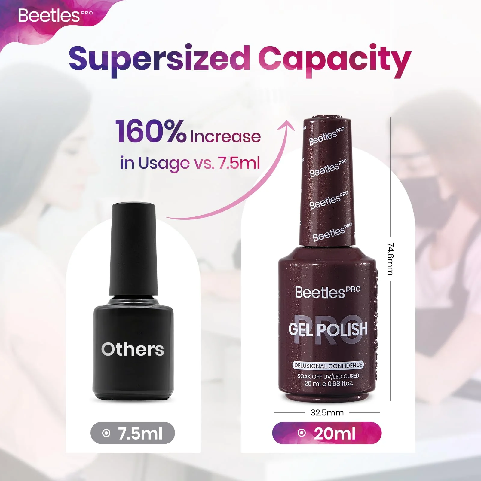 Beetles Pro Brown Gel Polish - Delusional Confidence Dark Brown Color 20ML Shimmer Gel Polish - Image 7