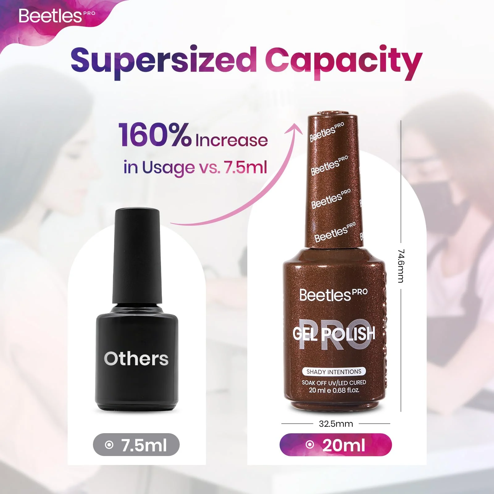 Beetles Pro Brown Gel Polish - Shady Intentions, Dark Brown Color 20ML Glitter Gel Polish - Image 7