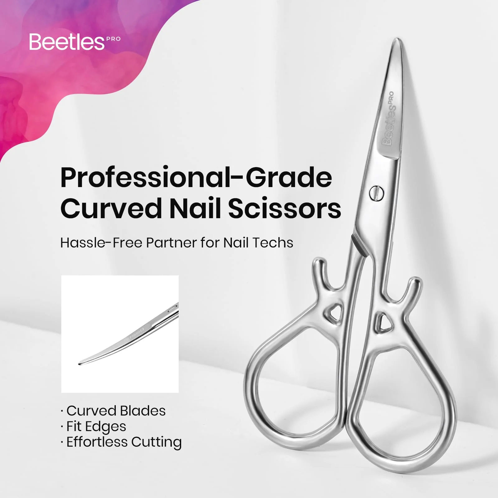Beetles Pro Curved Cuticle Scissors, Multi-Purpose Premium Stainless Steel Nail Scissors for Nail - Image 8