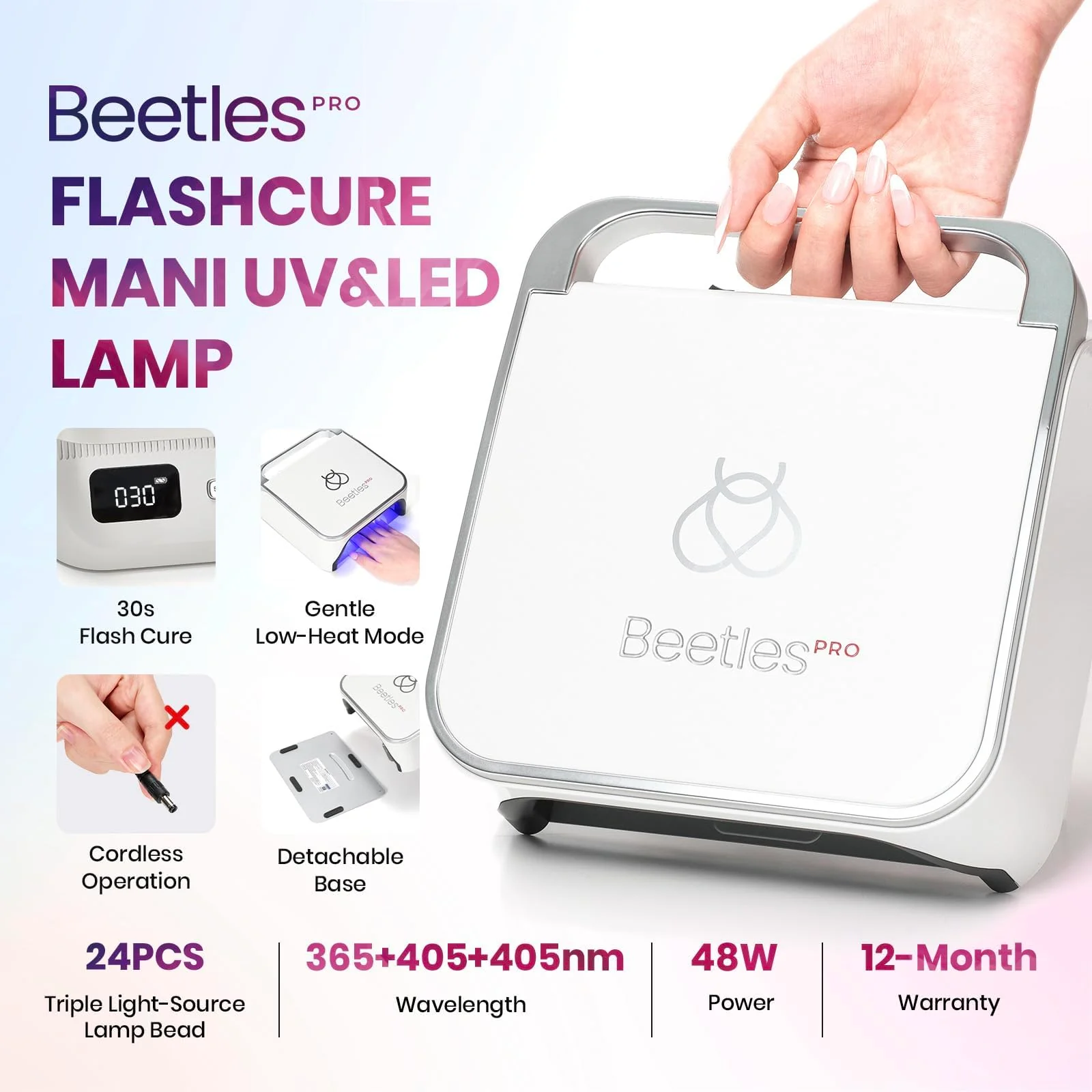 Beetles Pro Flashcure UV LED Nail Lamp 24 Triple Source Beads Gel Polish Fast Drying Nail Dryer - Image 6